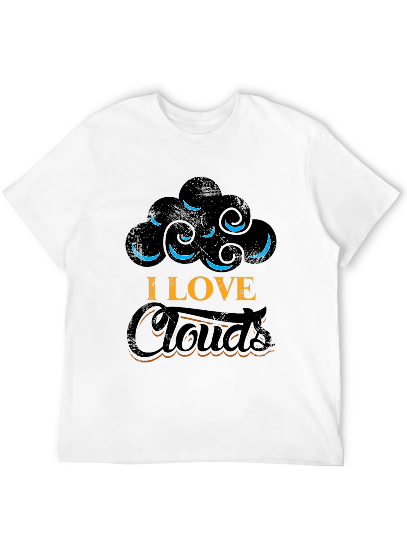 I Love Clouds Graphic Tee - Black Cotton T-Shirt