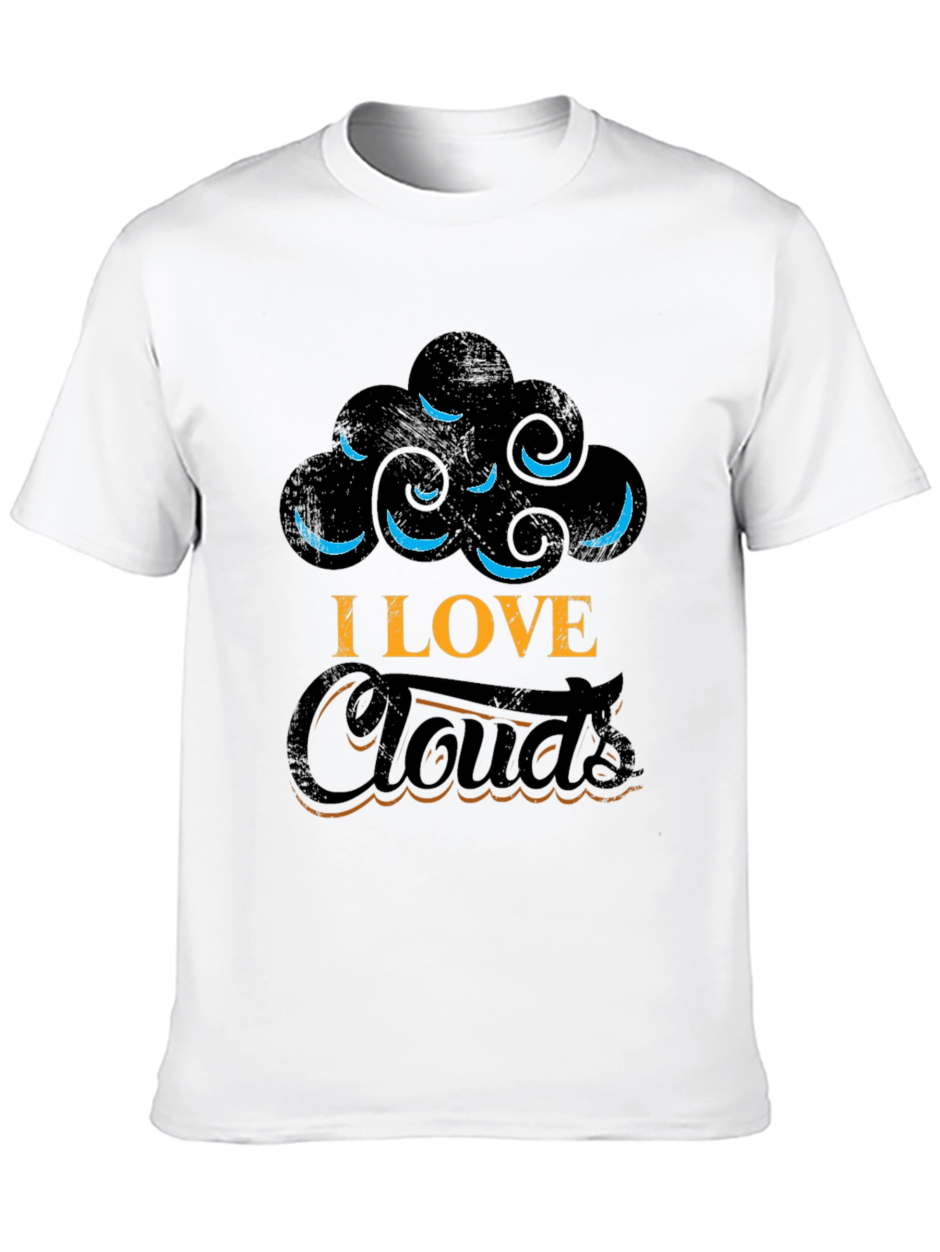I Love Clouds Graphic Tee - Black Cotton T-Shirt