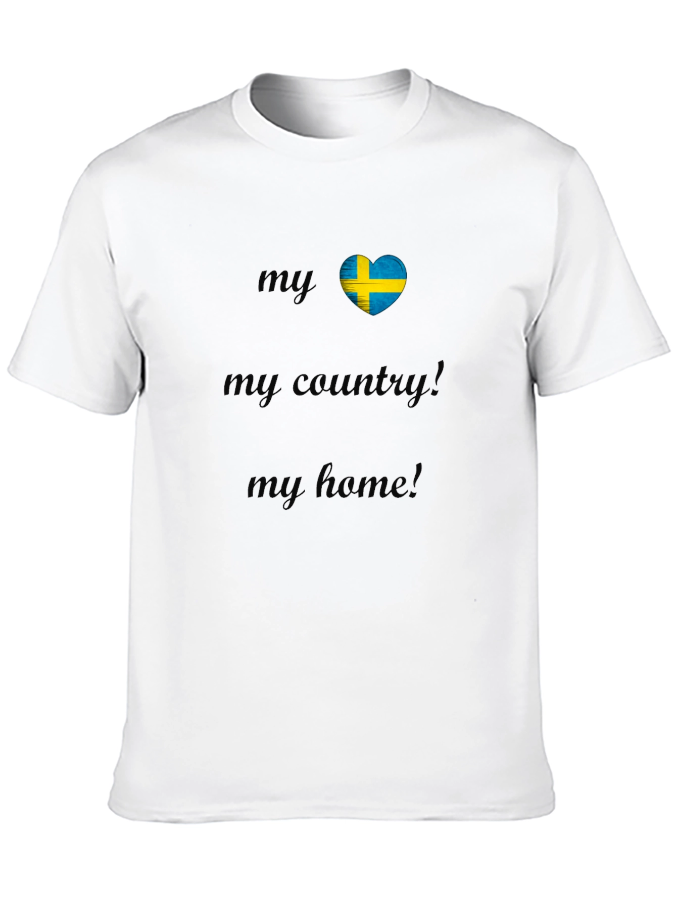 Sweden Flag Heart T-Shirt - My Country My Home