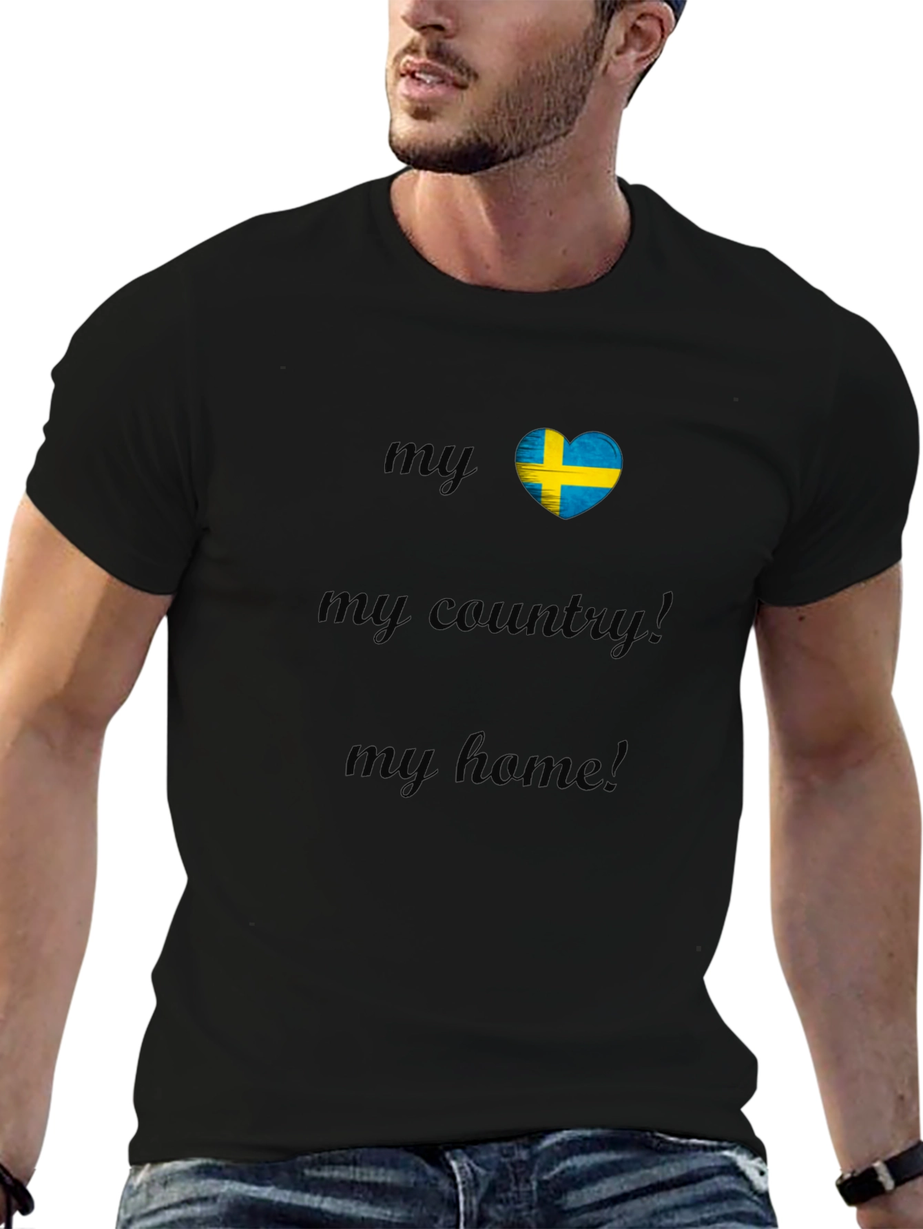 Sweden Flag Heart T-Shirt - My Country My Home