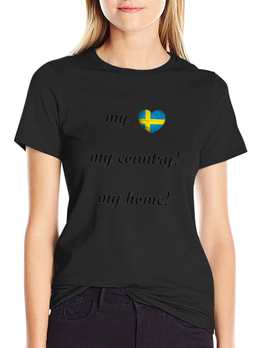 Sweden Flag Heart T-Shirt - My Country My Home