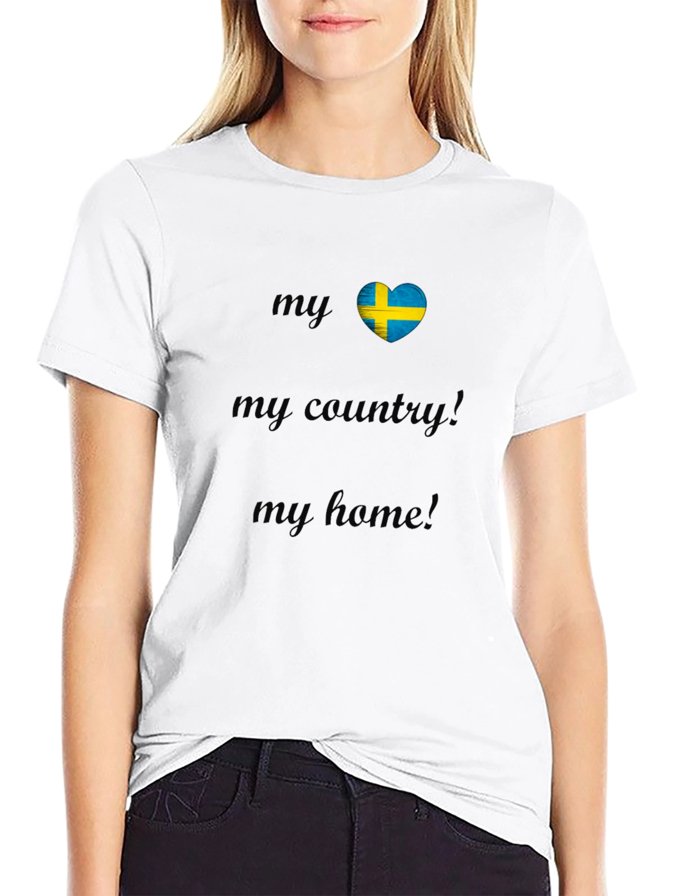Sweden Flag Heart T-Shirt - My Country My Home