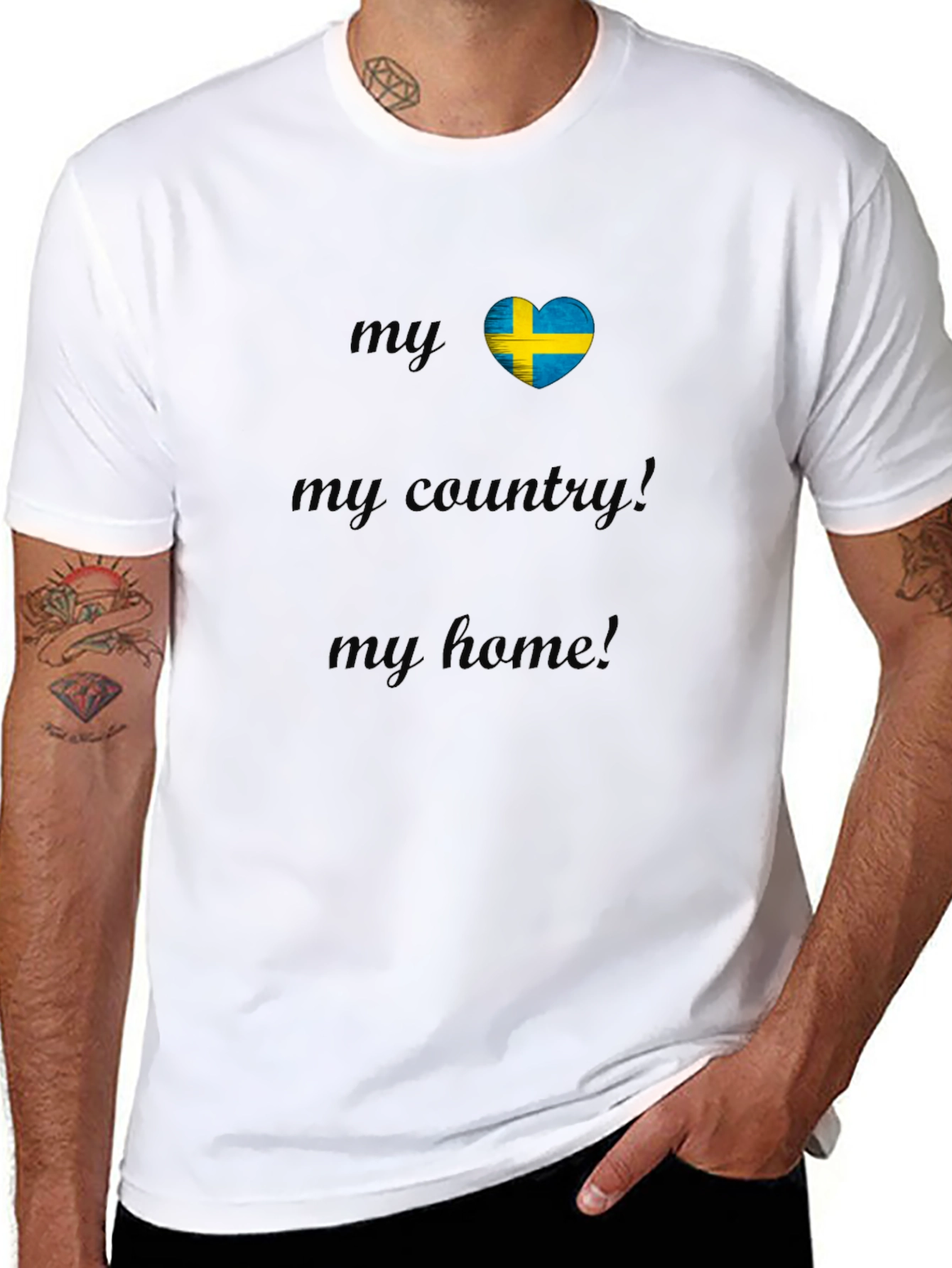 Sweden Flag Heart T-Shirt - My Country My Home