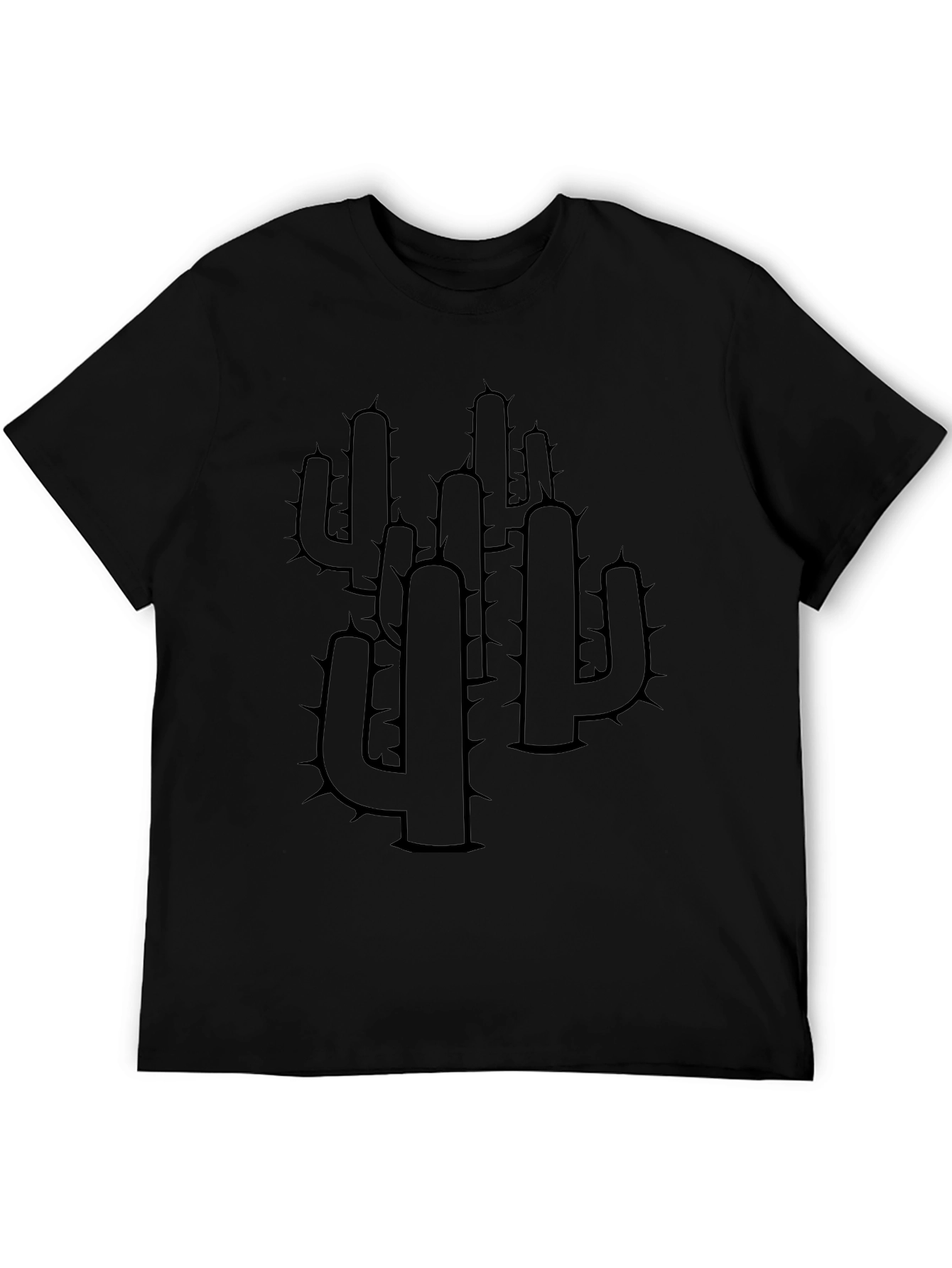 Cactus Print T-Shirt - Classic Black Cotton Tee