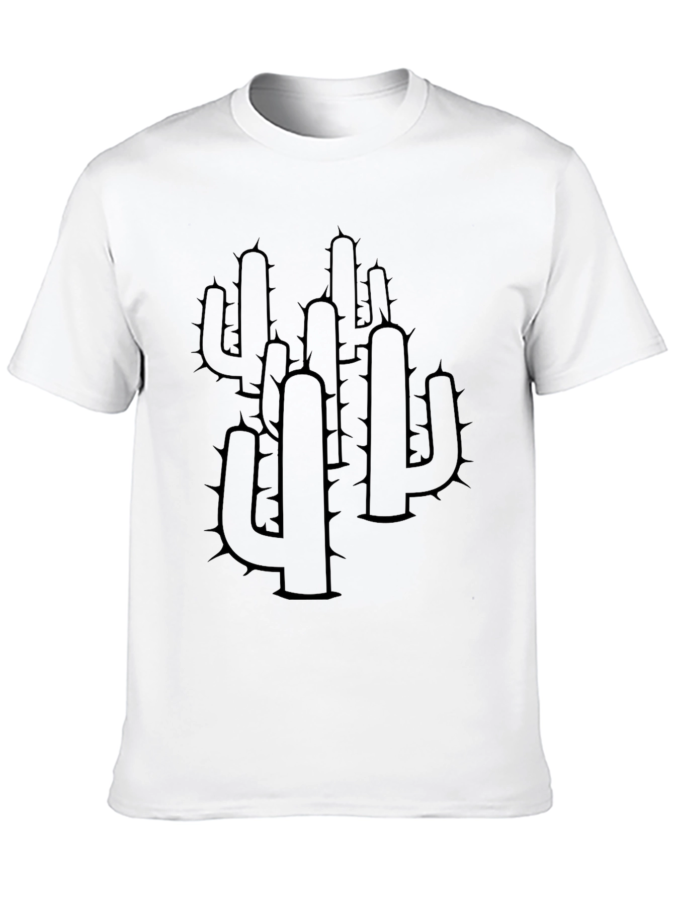 Cactus Print T-Shirt - Classic Black Cotton Tee