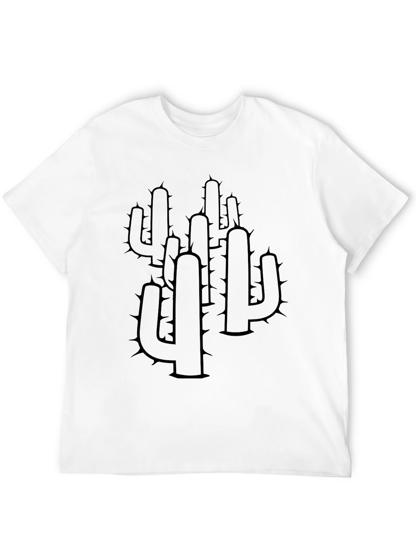 Cactus Print T-Shirt - Classic Black Cotton Tee