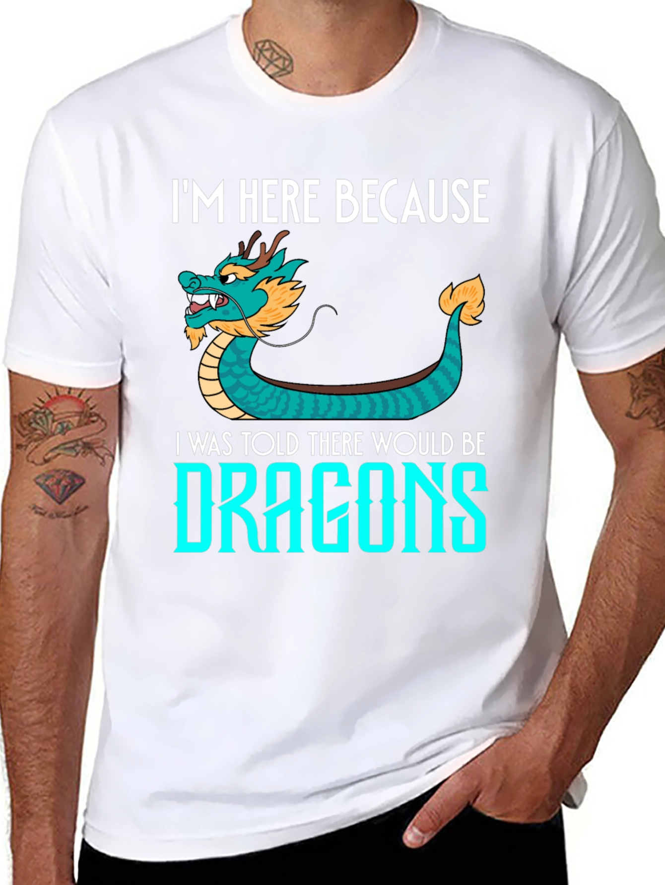 Dragon Graphic Tee - Im Here Because Dragons!