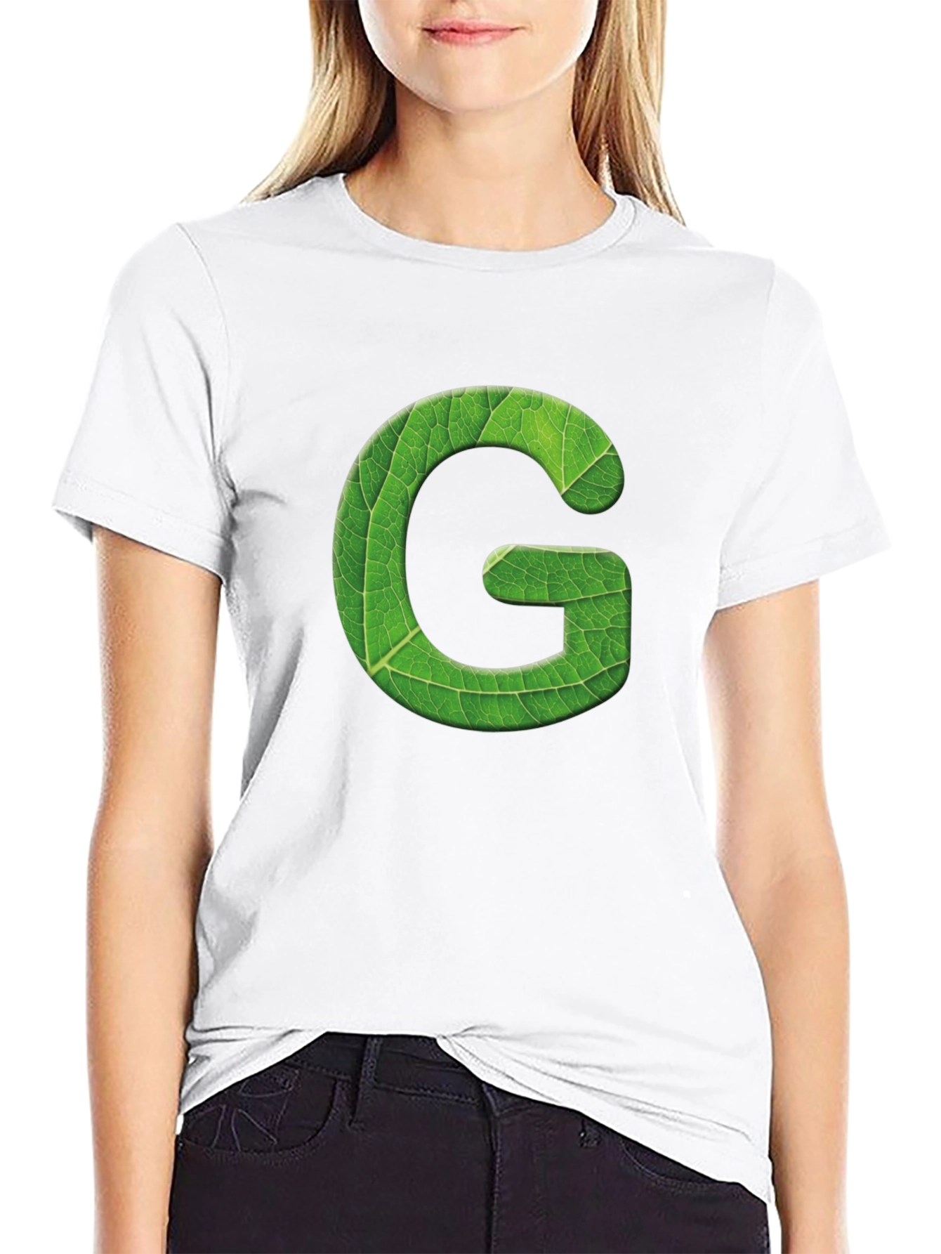 Leaf Letter G Graphic Tee - Nature Inspired Style