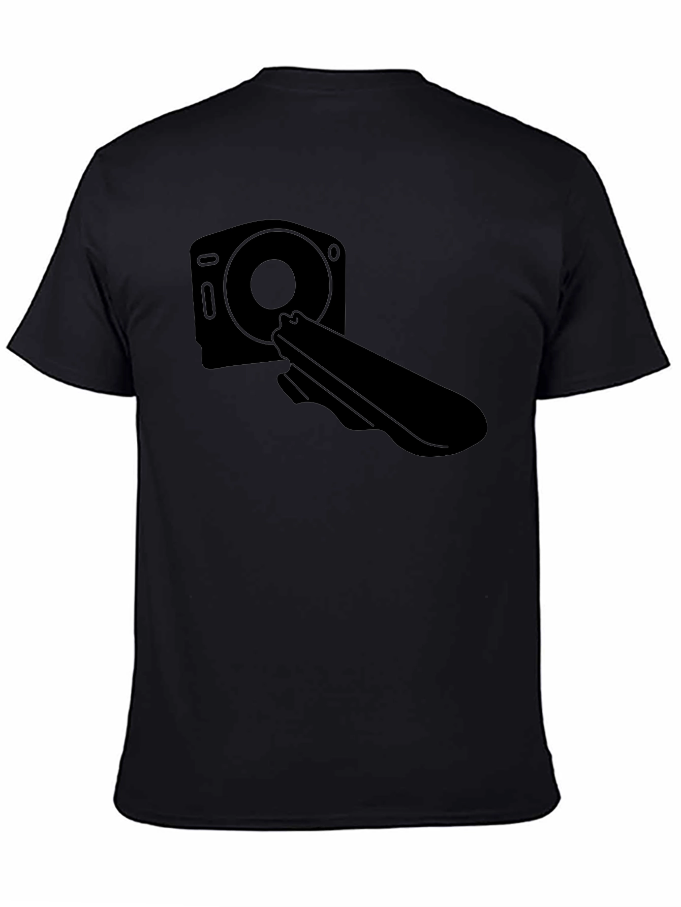 Black T-Shirt with Camera and Holster Graphic