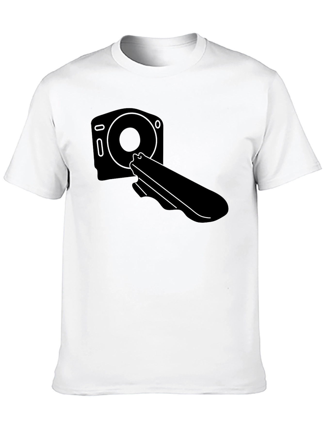 Black T-Shirt with Camera and Holster Graphic