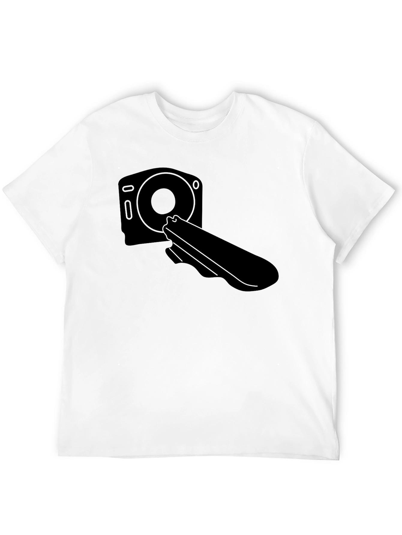 Black T-Shirt with Camera and Holster Graphic