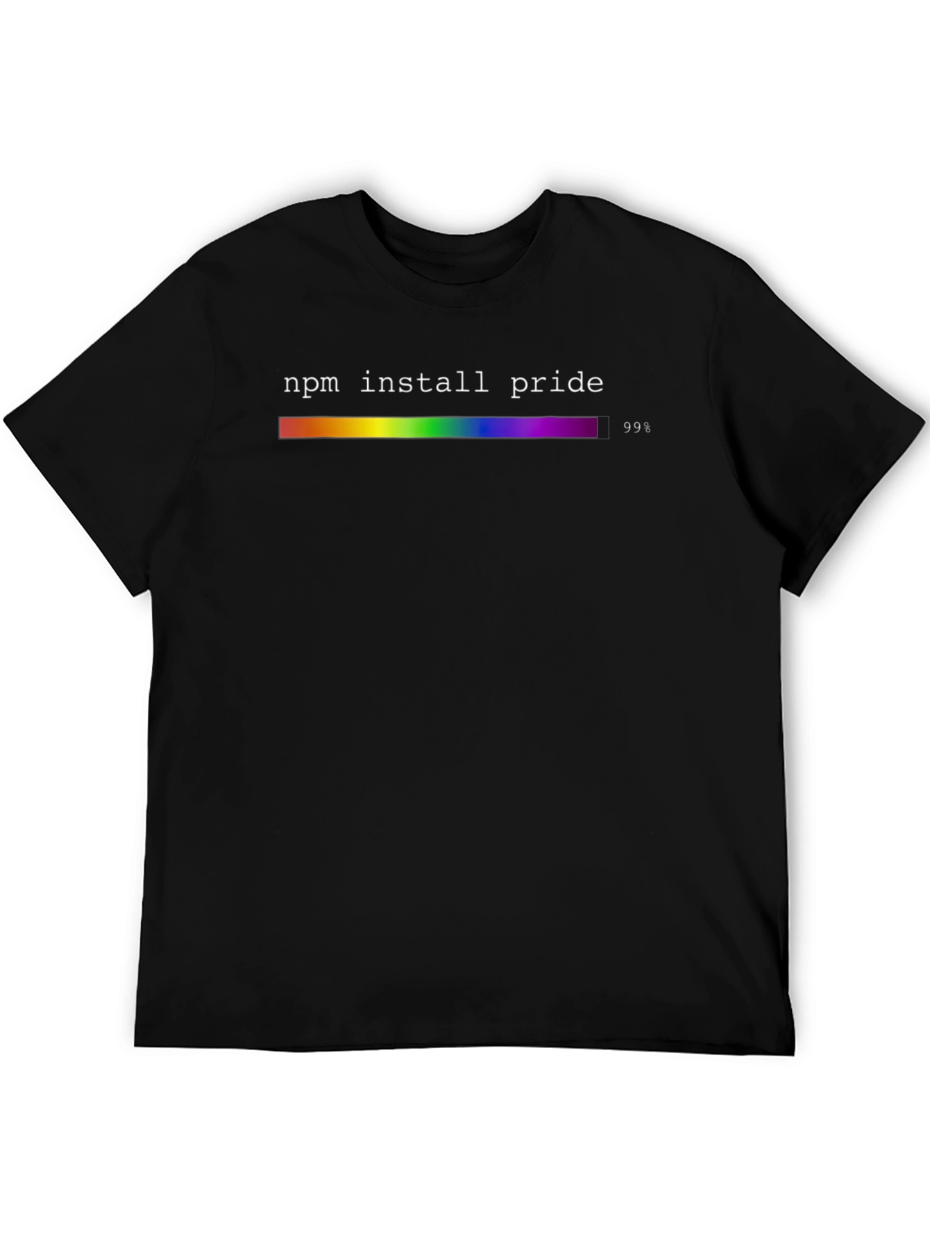 NPM Install Pride T-Shirt - Rainbow Progress Bar