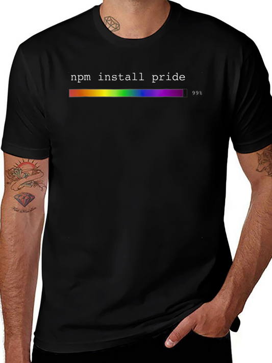 NPM Install Pride T-Shirt - Rainbow Progress Bar