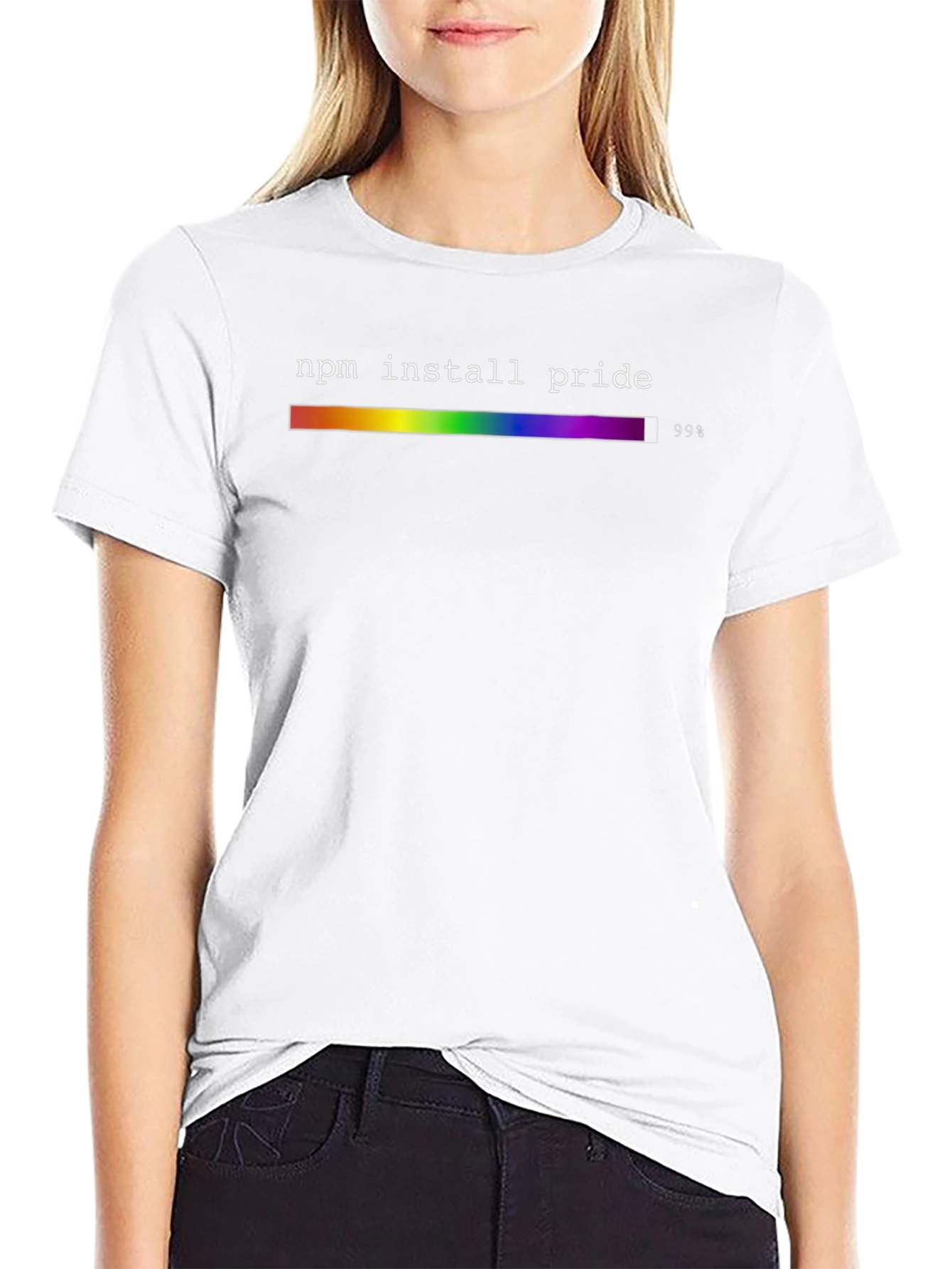 NPM Install Pride T-Shirt - Rainbow Progress Bar