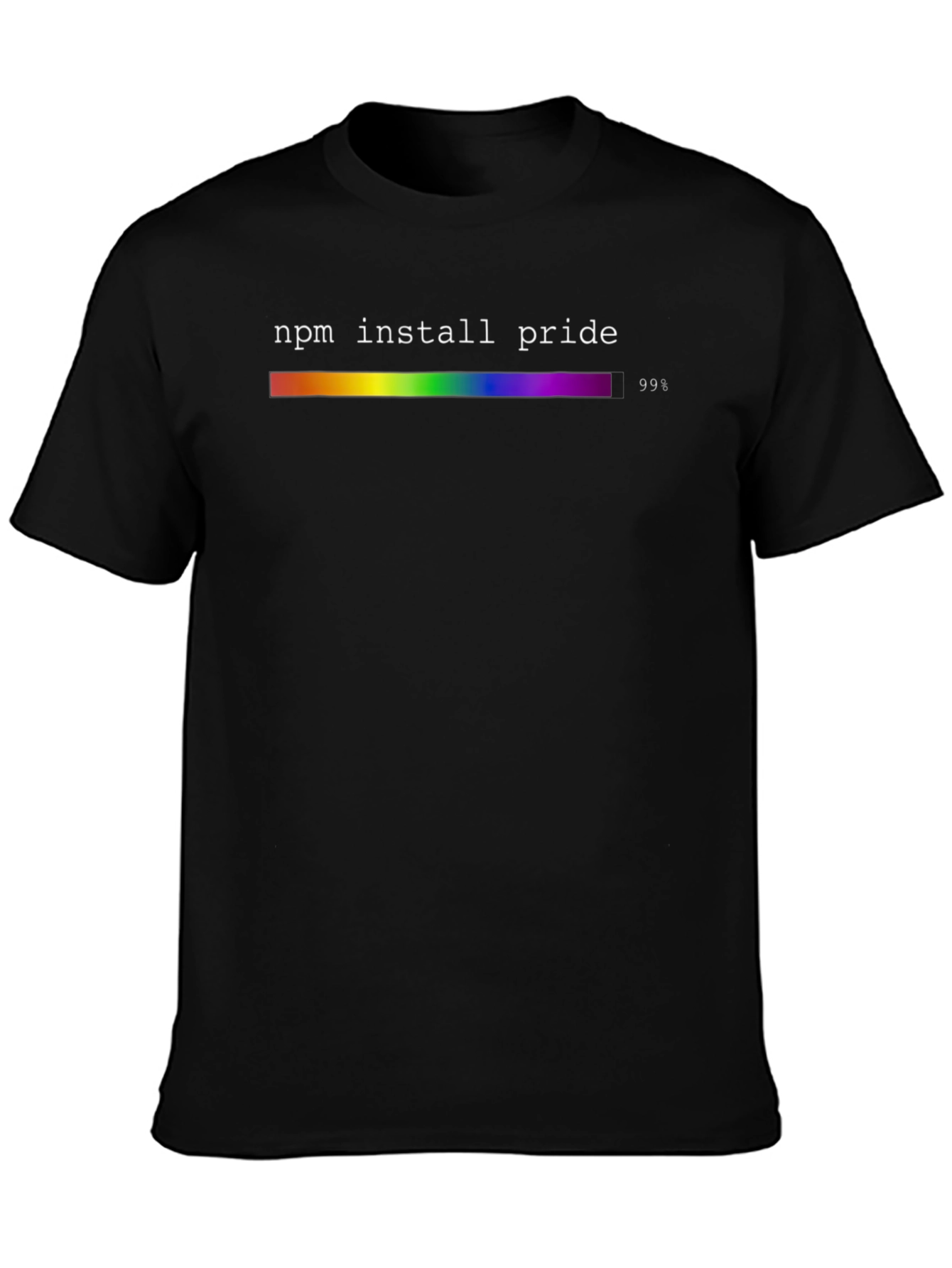 NPM Install Pride T-Shirt - Rainbow Progress Bar