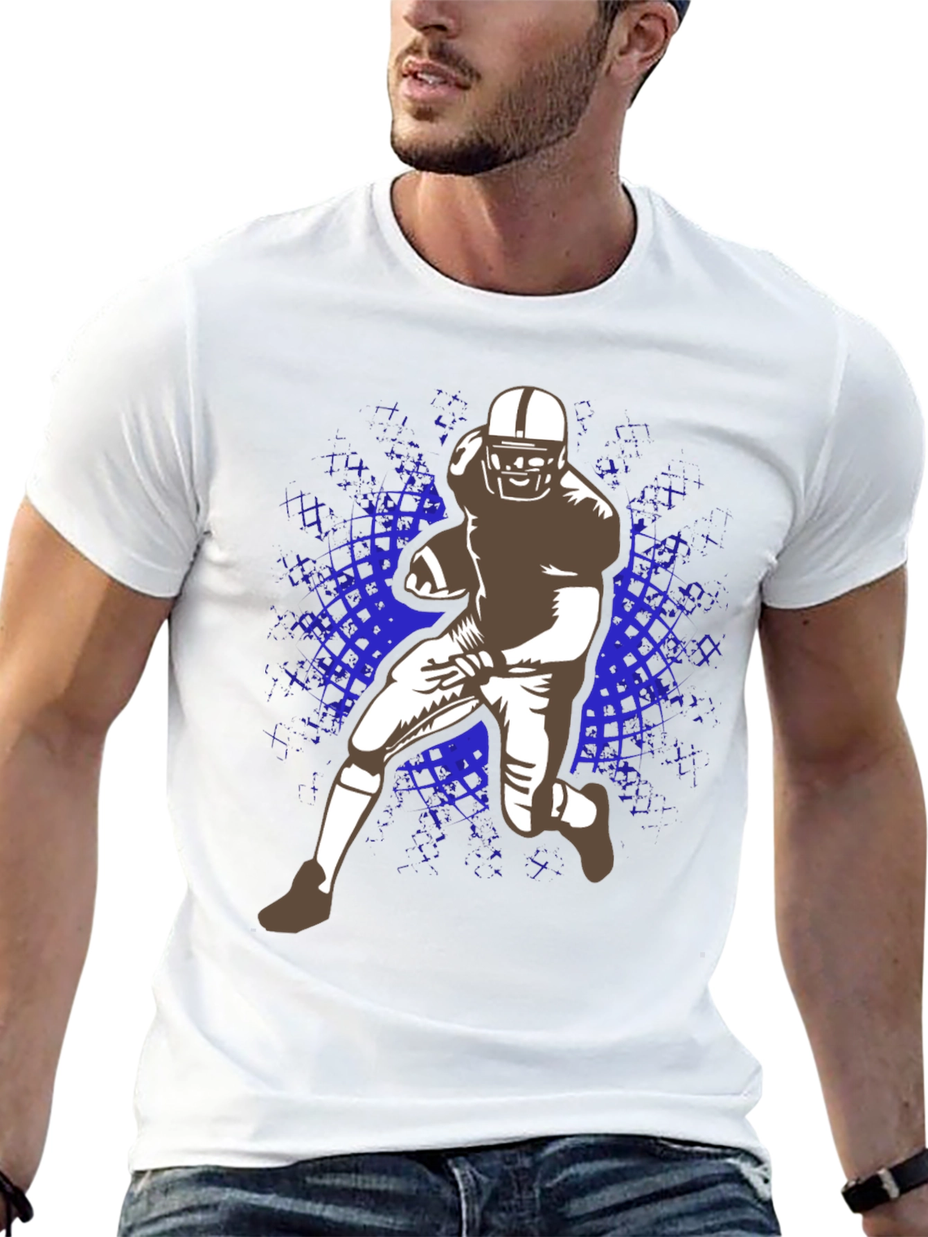 Football Player Graphic T-Shirt - Black