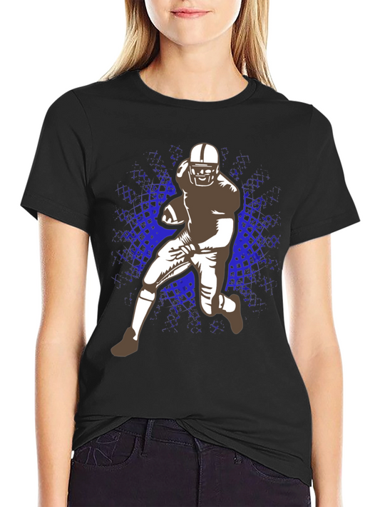 Football Player Graphic T-Shirt - Black