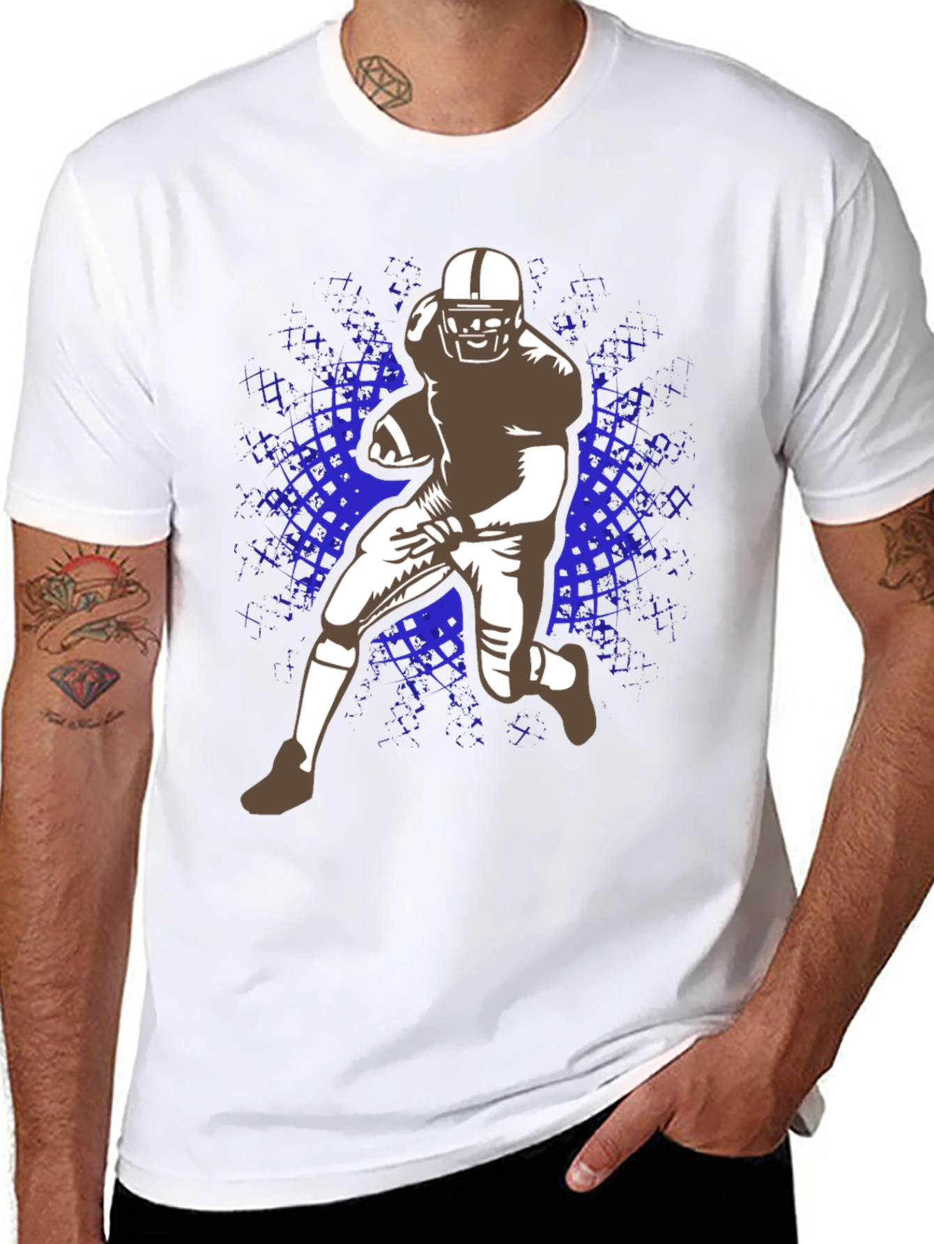 Football Player Graphic T-Shirt - Black