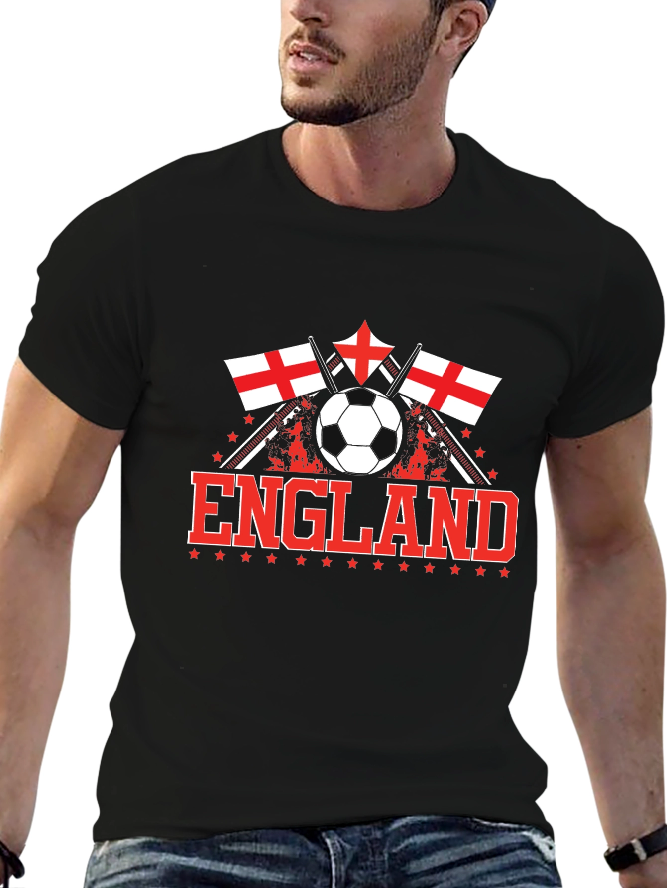 England Soccer T-Shirt - Black