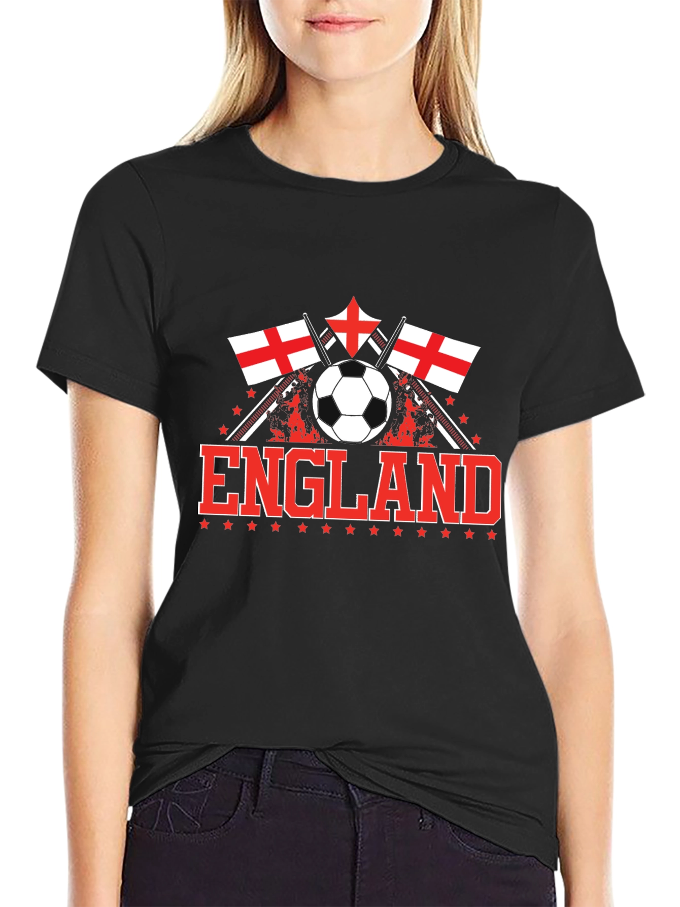 England Soccer T-Shirt - Black