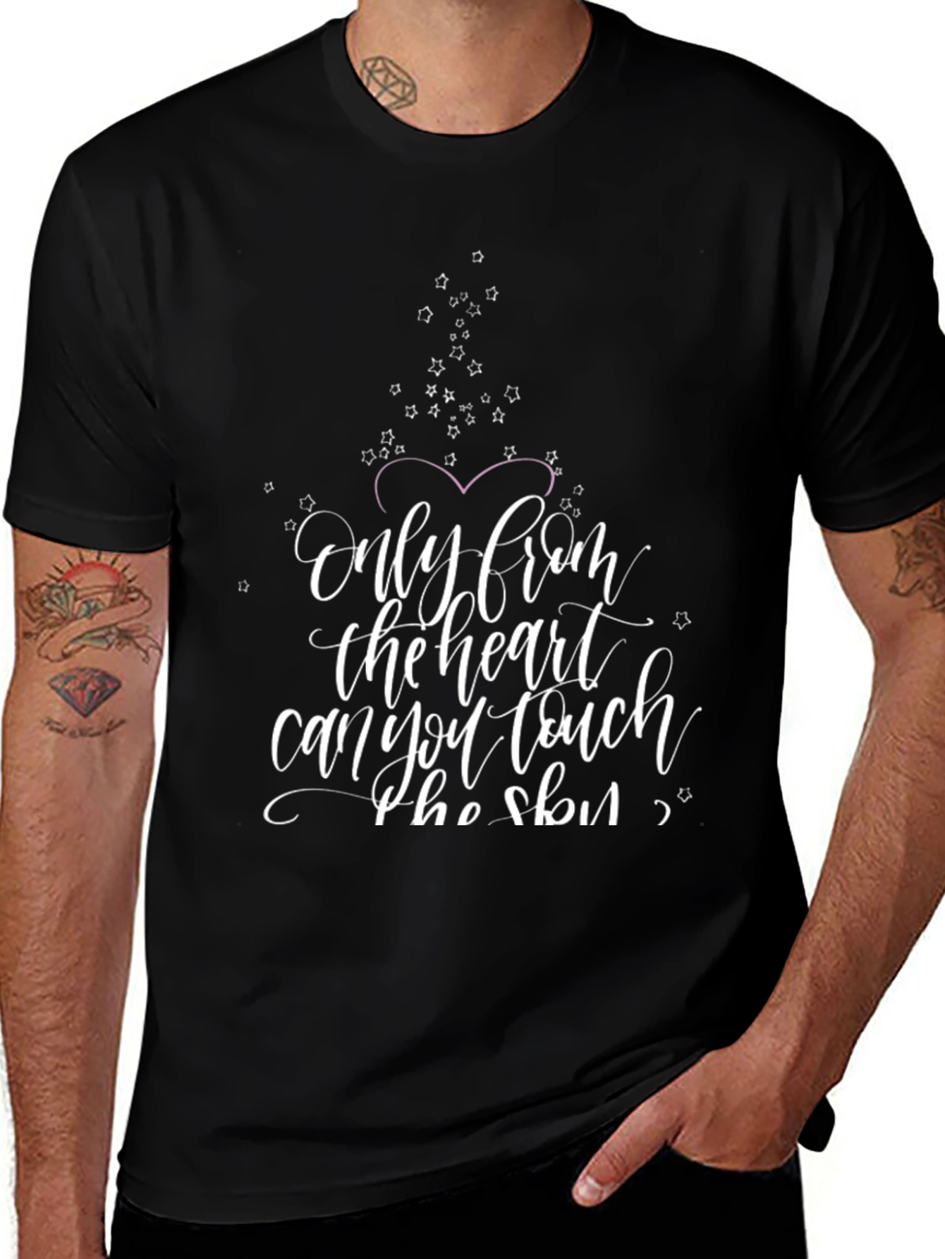 Heartfelt Words Graphic Tee - Black Cotton Blend