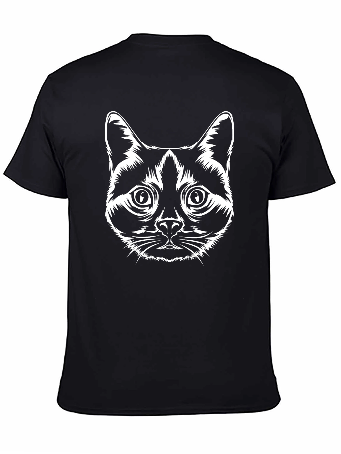 Cool Cat Face Graphic Tee - Black