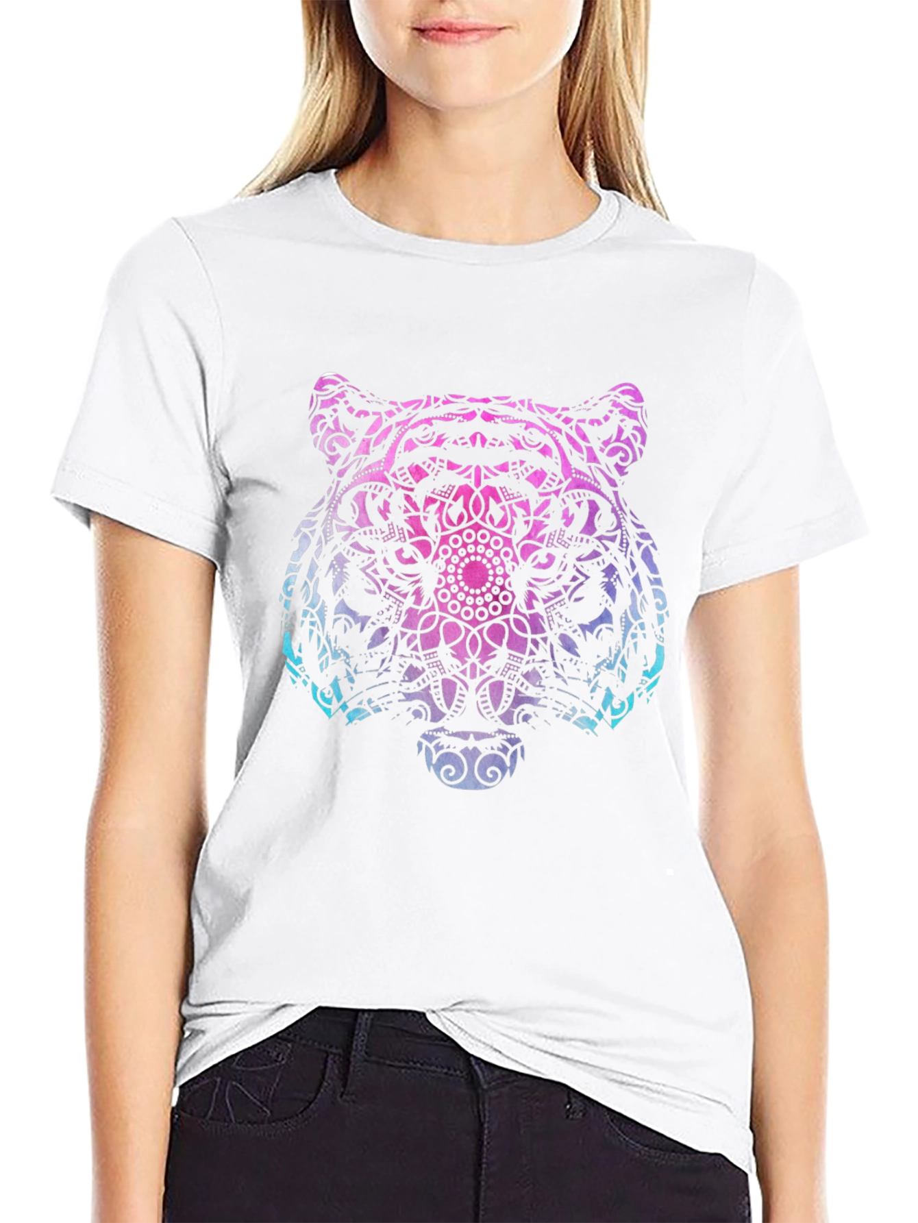 Geometric Tiger Head Graphic Tee
