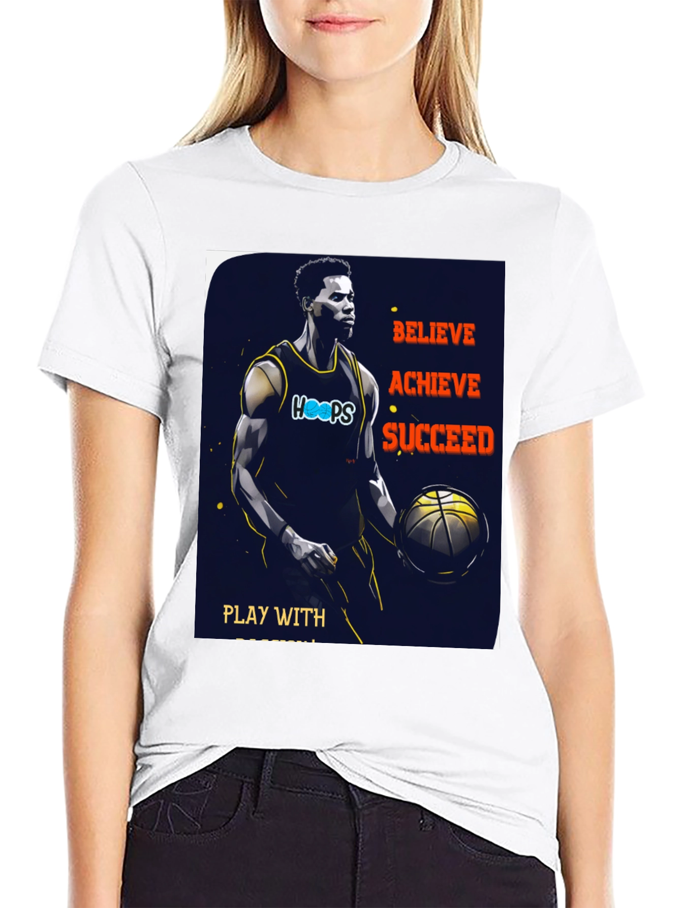Believe Achieve Succeed Basketball T-Shirt