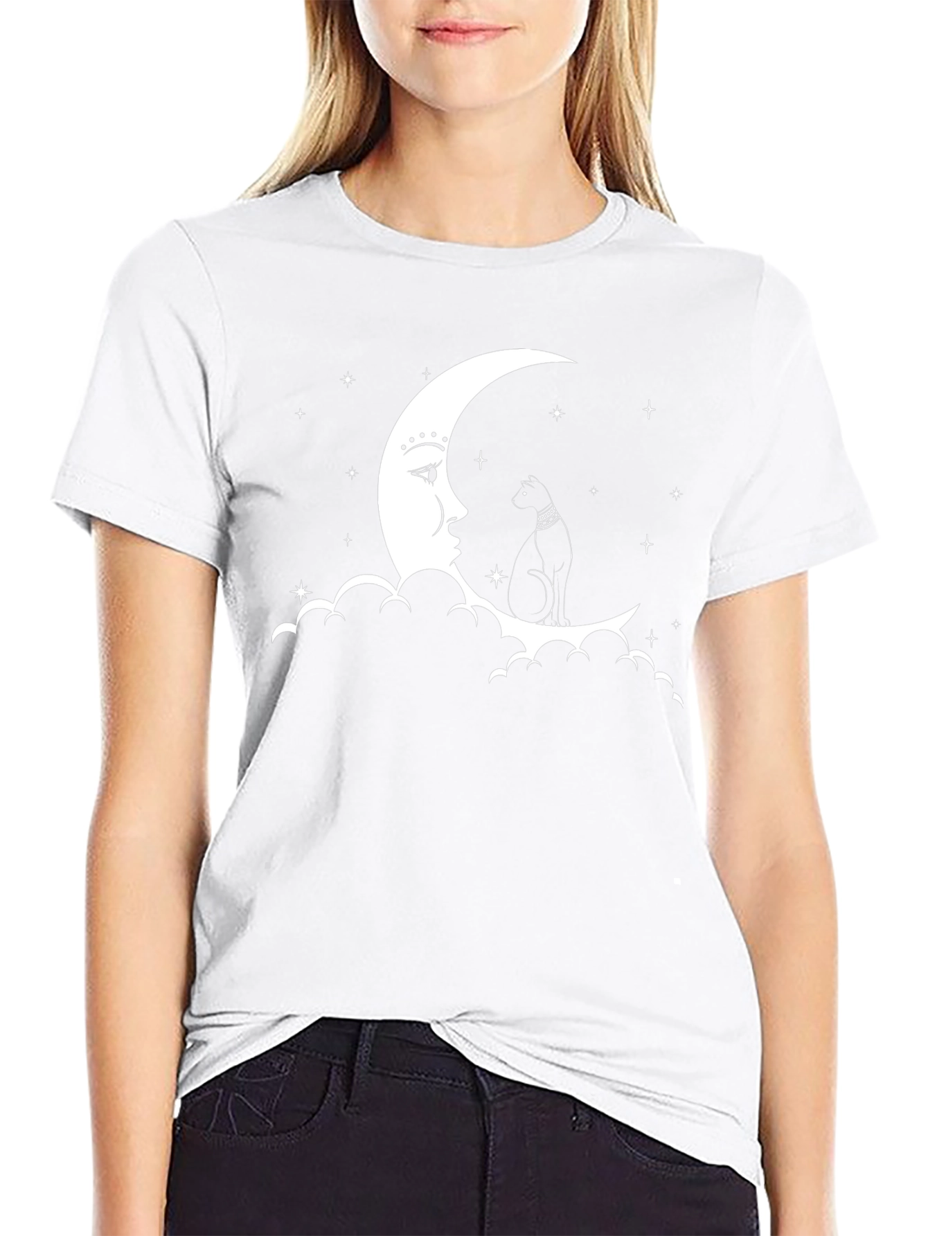 Celestial Cat T-Shirt - Moon & Stars