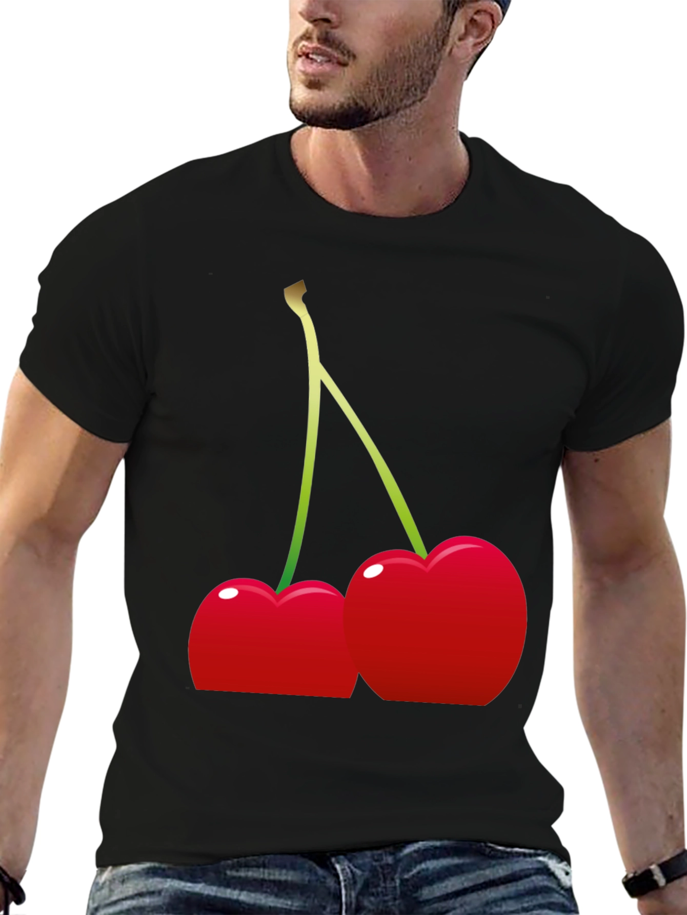 Cherries Graphic Tee - Black Cotton Blend