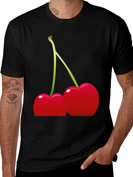 Cherries Graphic Tee - Black Cotton Blend