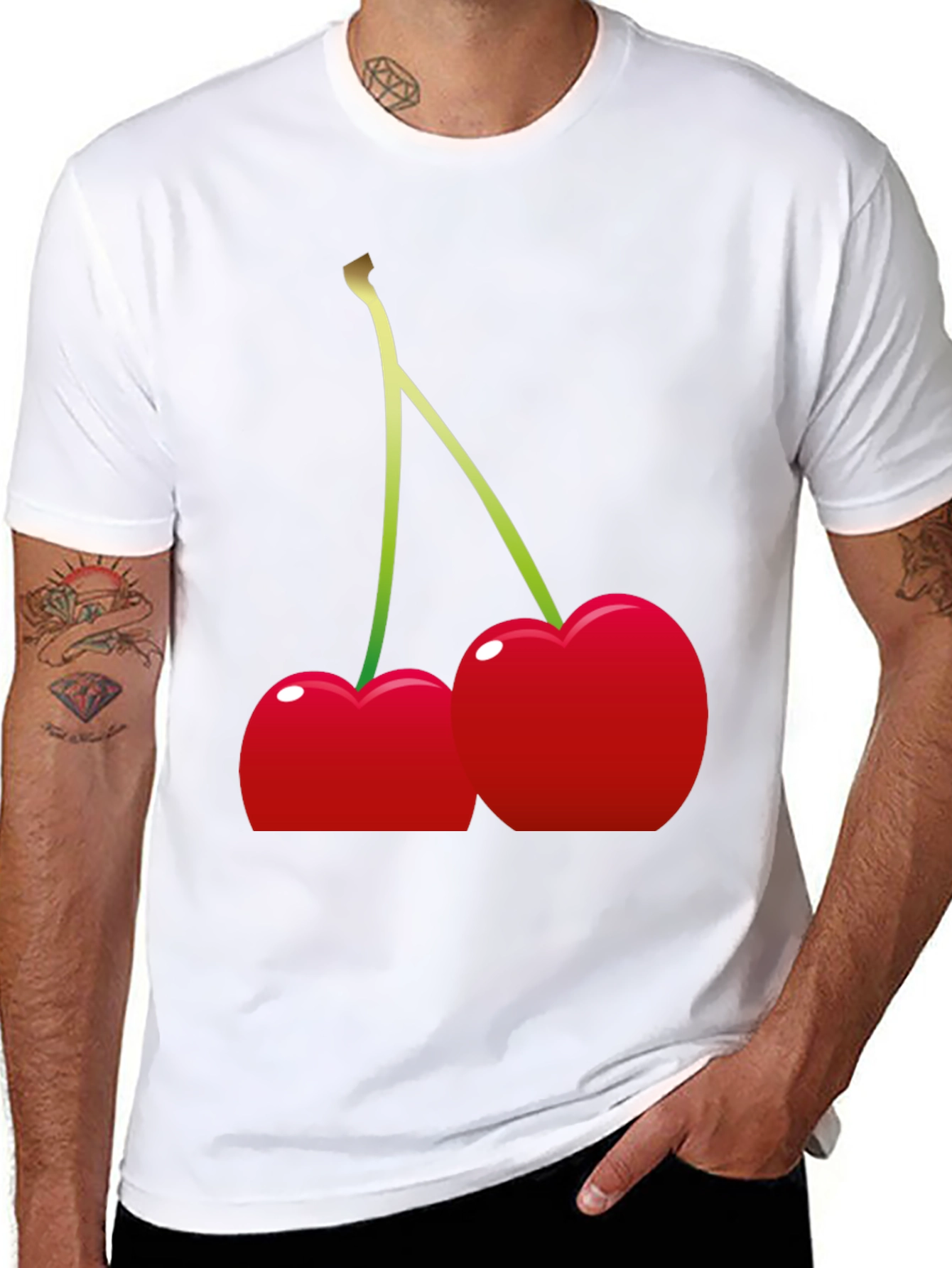 Cherries Graphic Tee - Black Cotton Blend