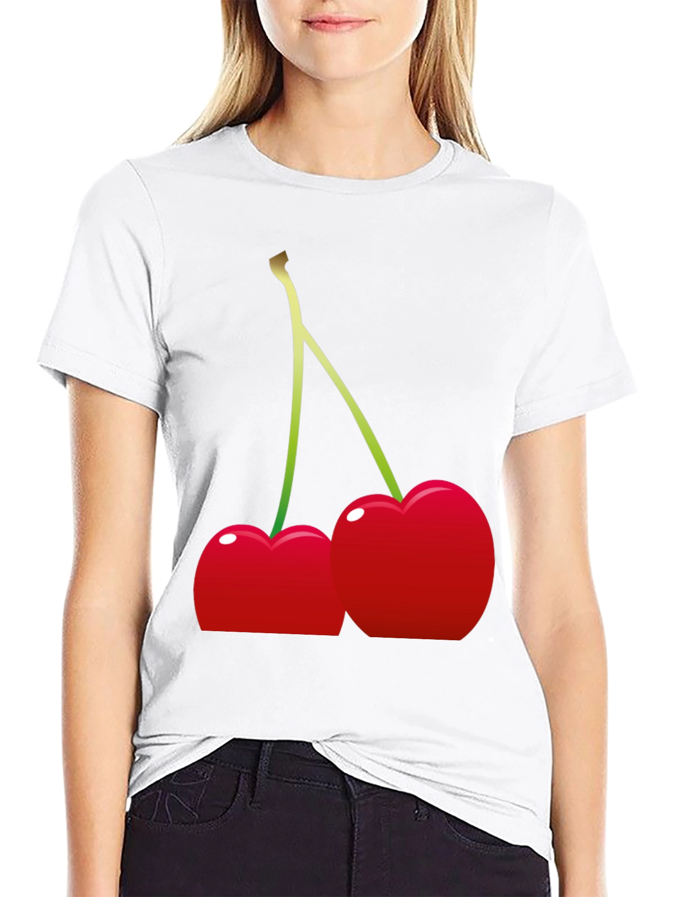 Cherries Graphic Tee - Black Cotton Blend
