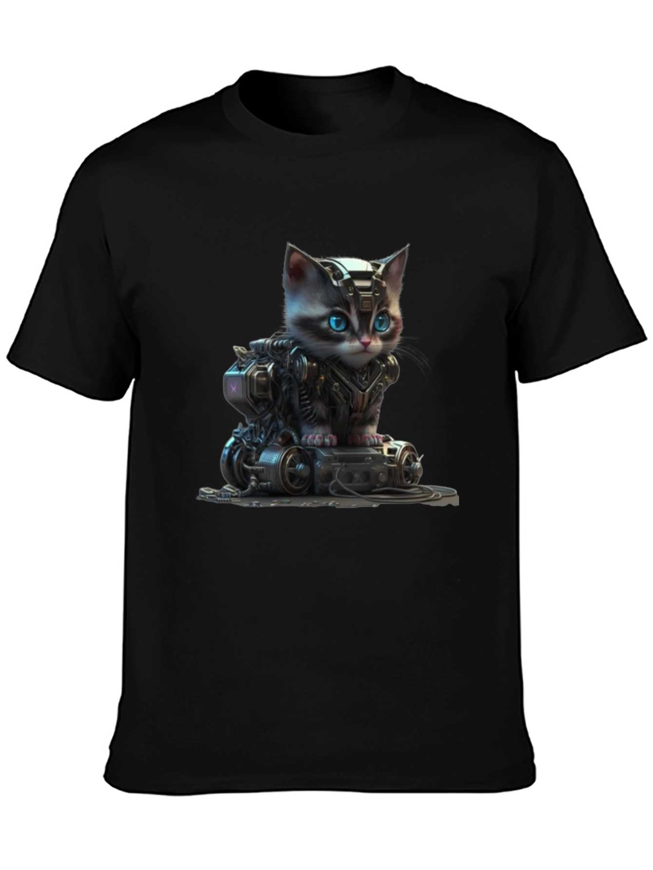 Cyberpunk Kitten Graphic T-Shirt - Unique Cat Lover Gift