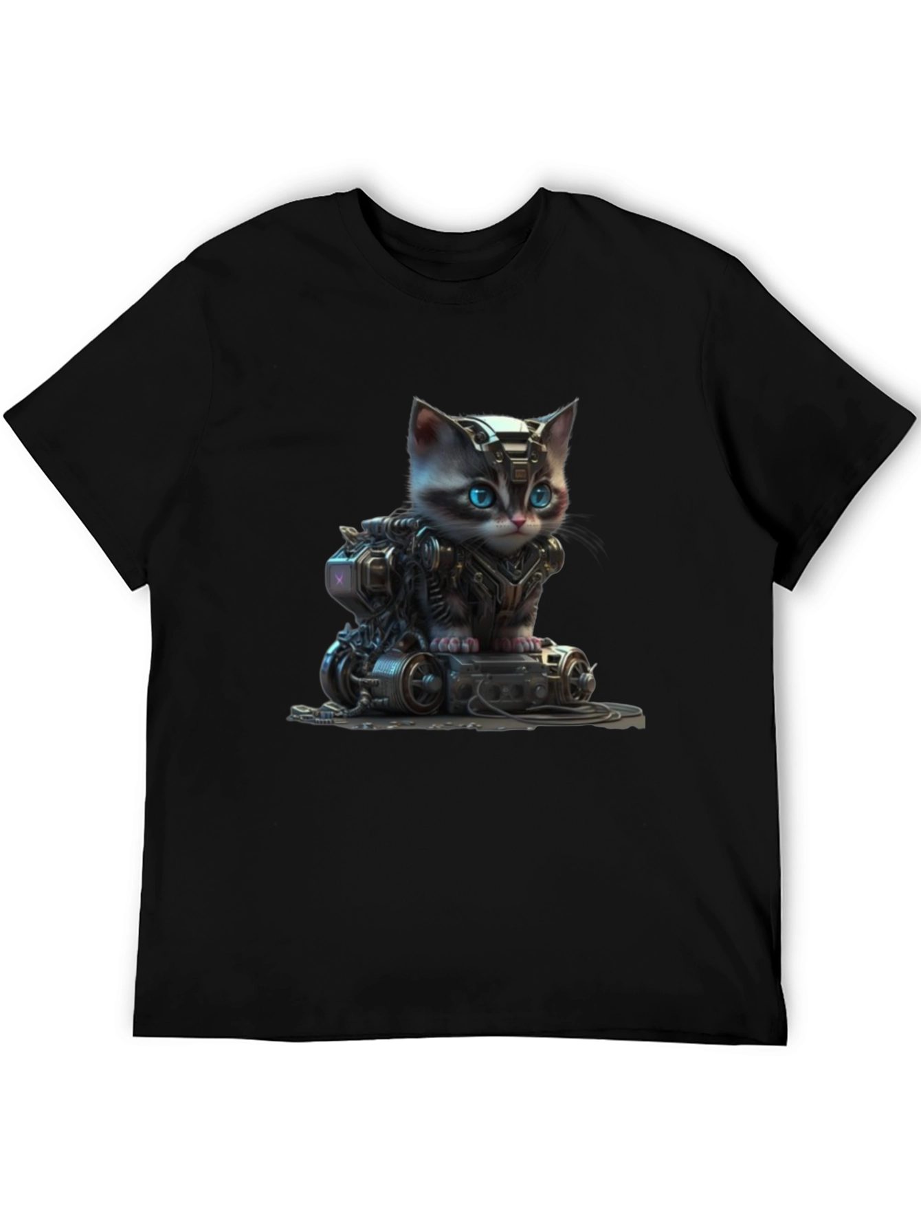 Cyberpunk Kitten Graphic T-Shirt - Unique Cat Lover Gift