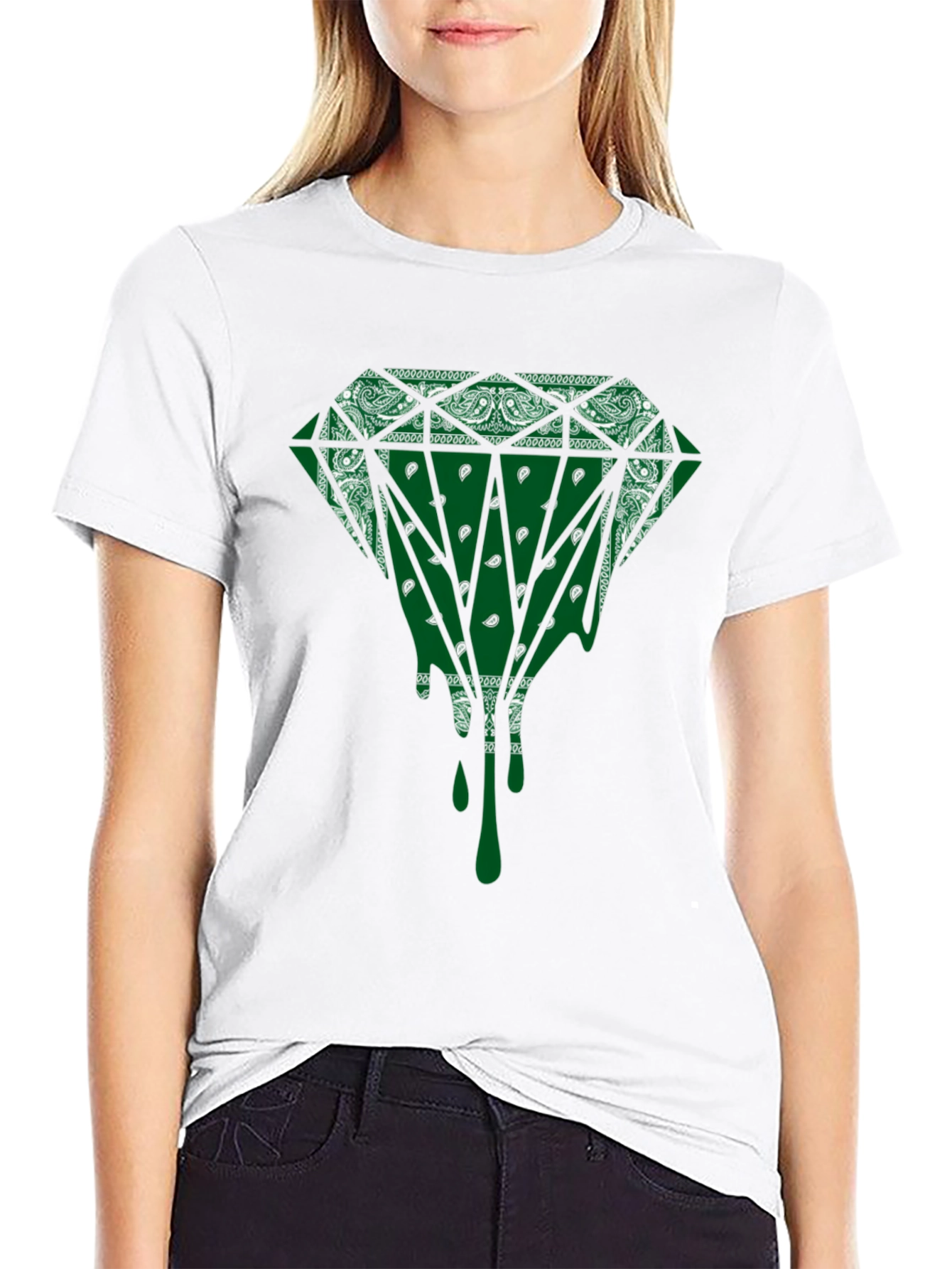 Emerald Bandana Diamond Drip Graphic Tee