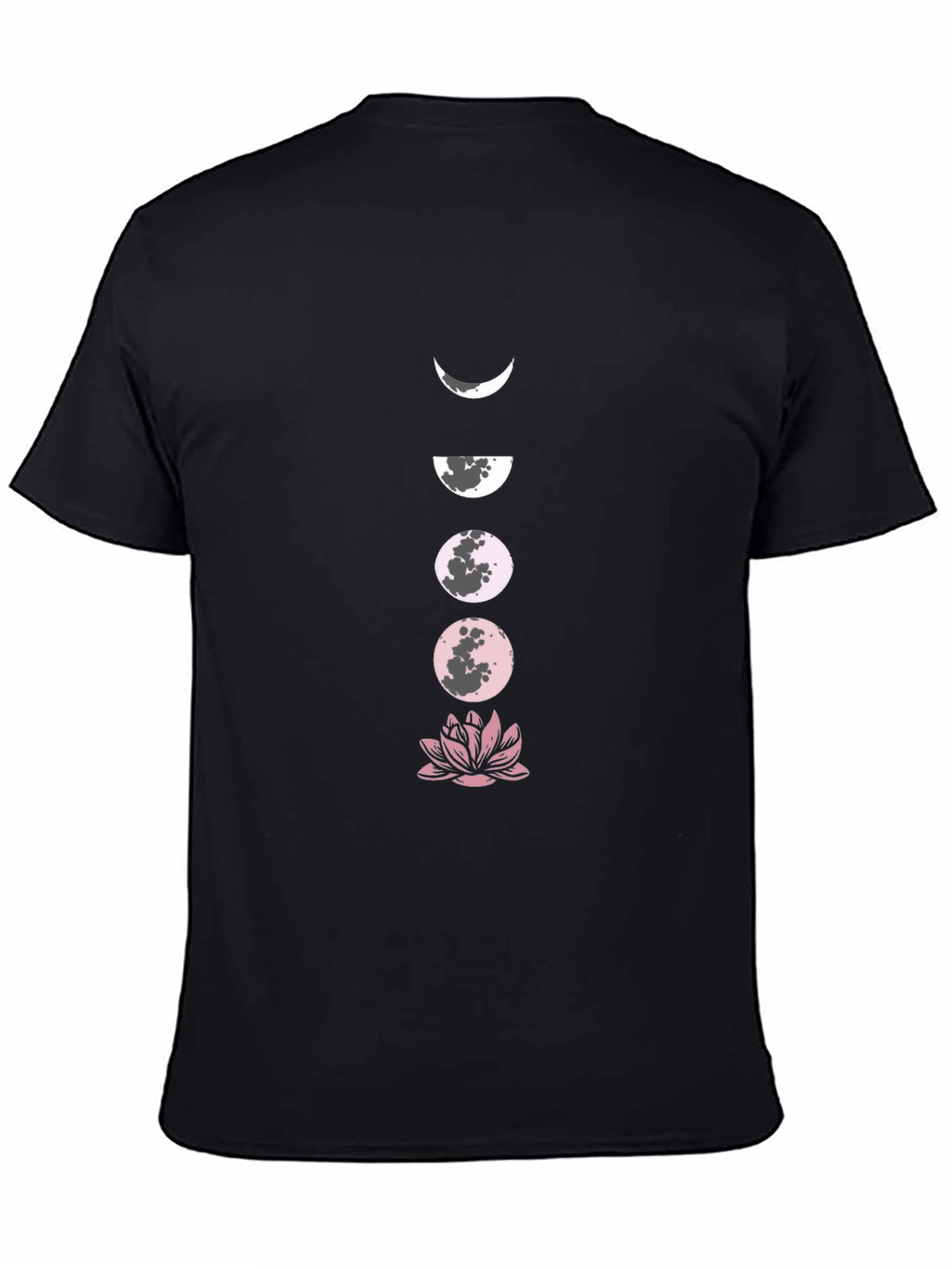 Moon Phases and Lotus Black T-Shirt