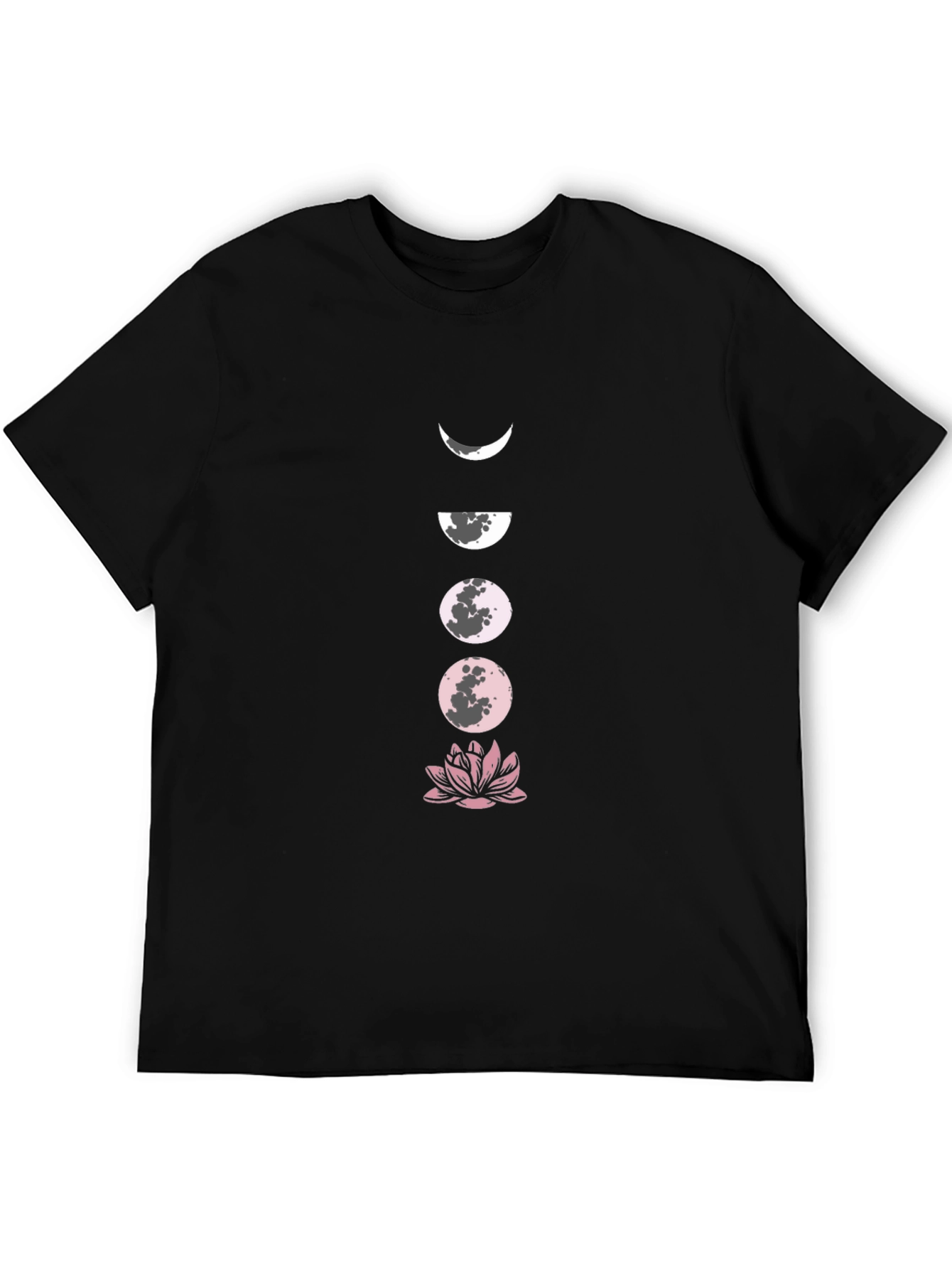 Moon Phases and Lotus Black T-Shirt