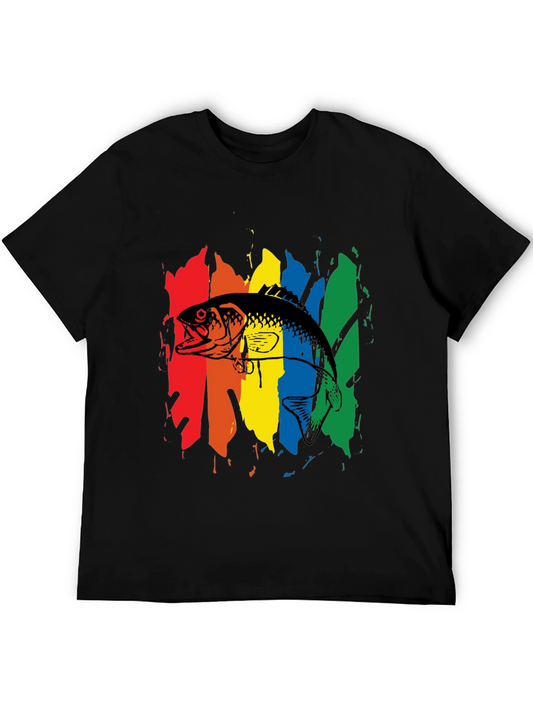 Rainbow Fish Graphic Tee - Mens Black T-Shirt