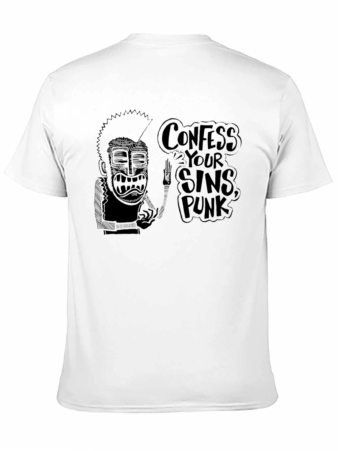 Confess Your Sins Punk Black Graphic Tee