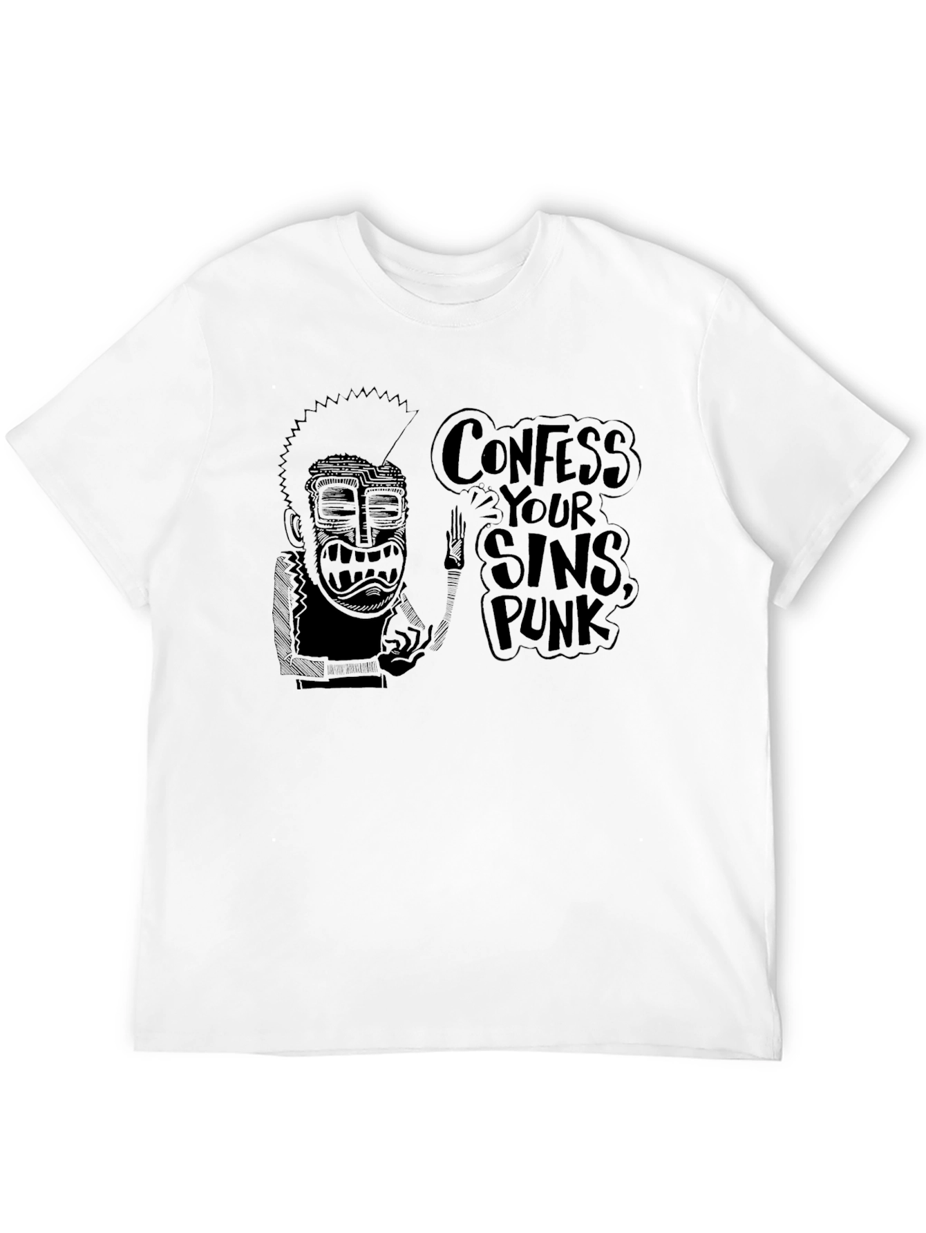 Confess Your Sins Punk Black Graphic Tee