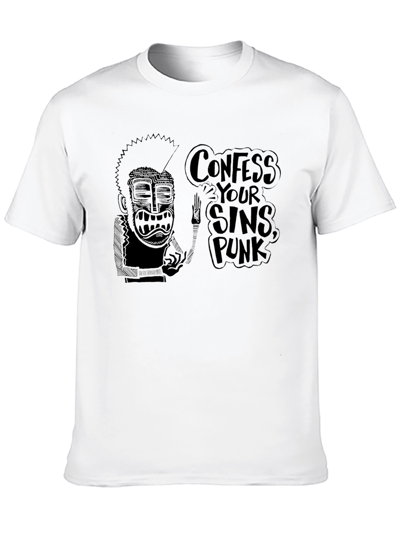 Confess Your Sins Punk Black Graphic Tee