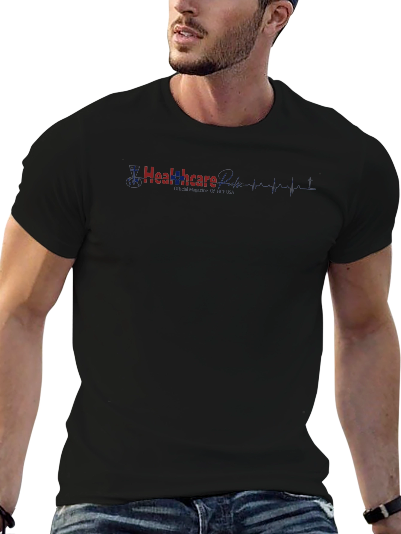 Healthcare Tee: Patriotic Heartbeat Design