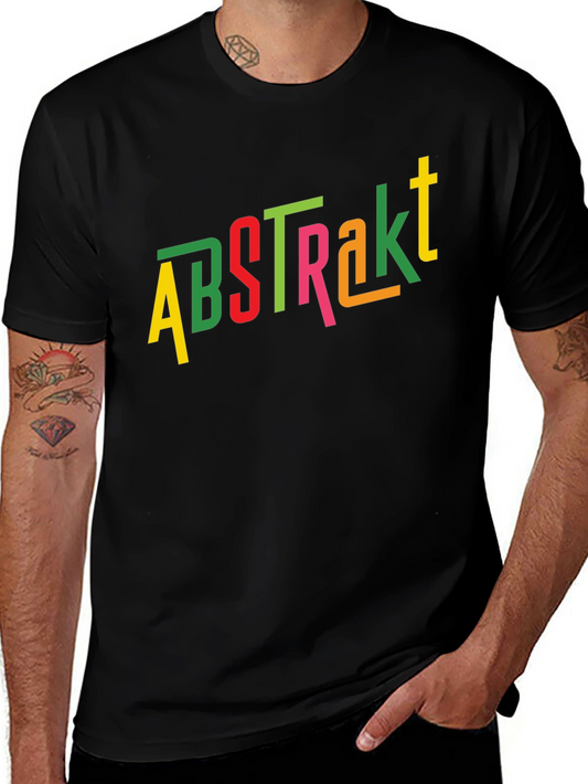 Abstract Colorful Graphic Mens Black T-Shirt
