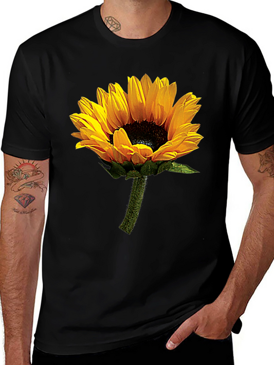 Sunflower Graphic Tee - Black Cotton T-Shirt