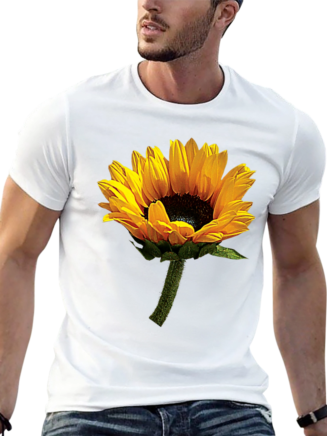 Sunflower Graphic Tee - Black Cotton T-Shirt