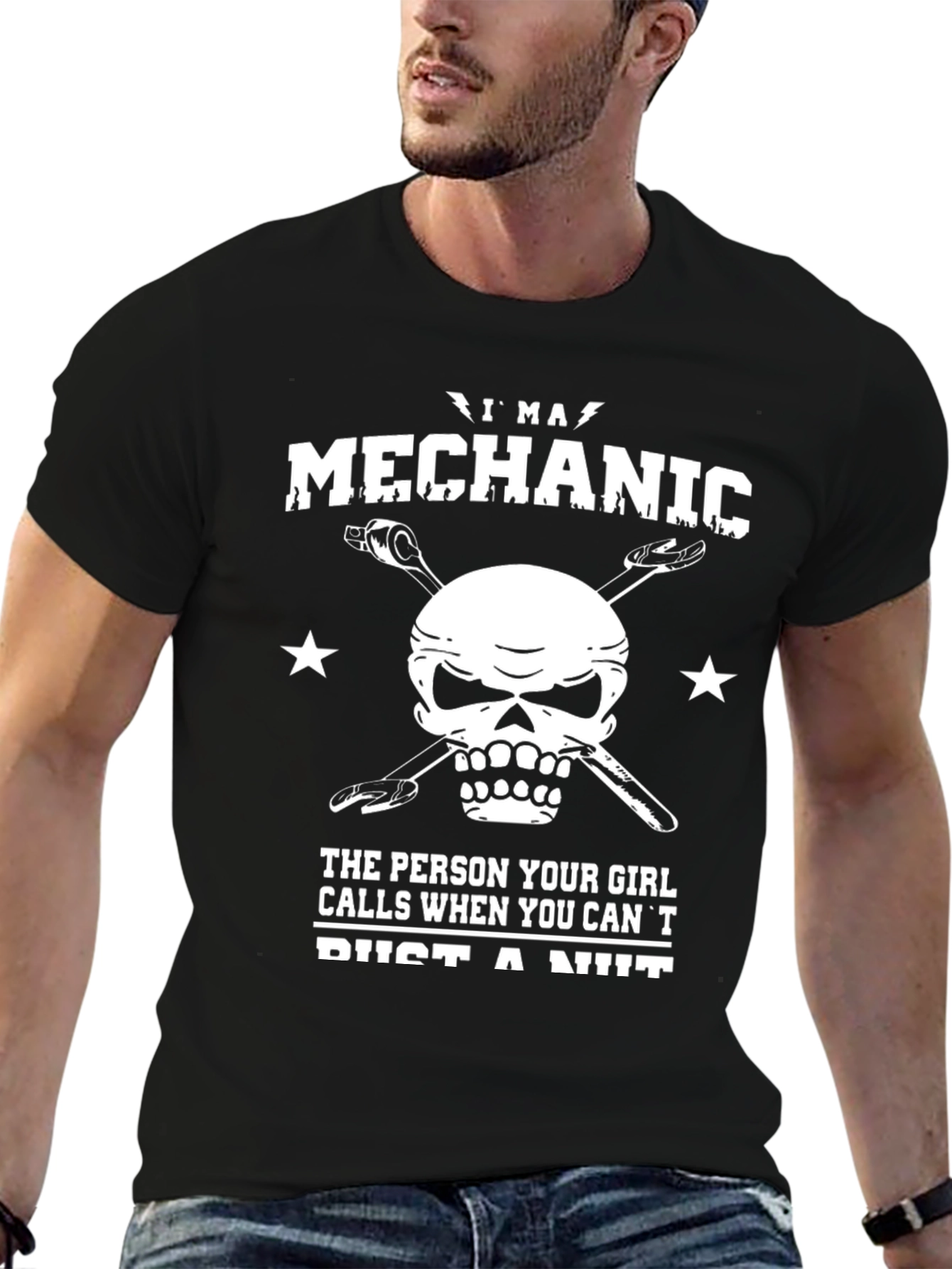 Im a Mechanic T-Shirt - Skull and Wrenches Design