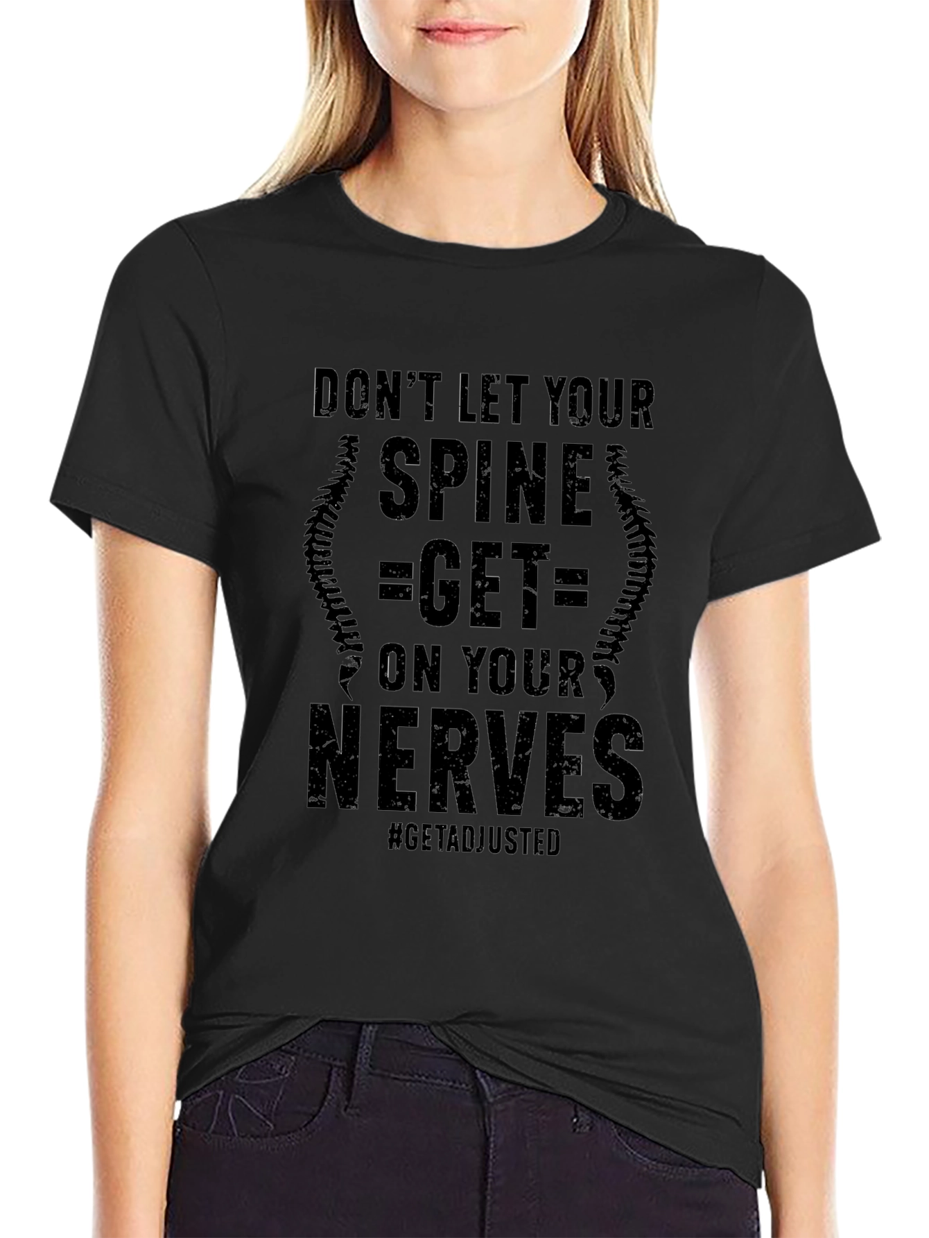 Spine Get On Your Nerves Black T-Shirt