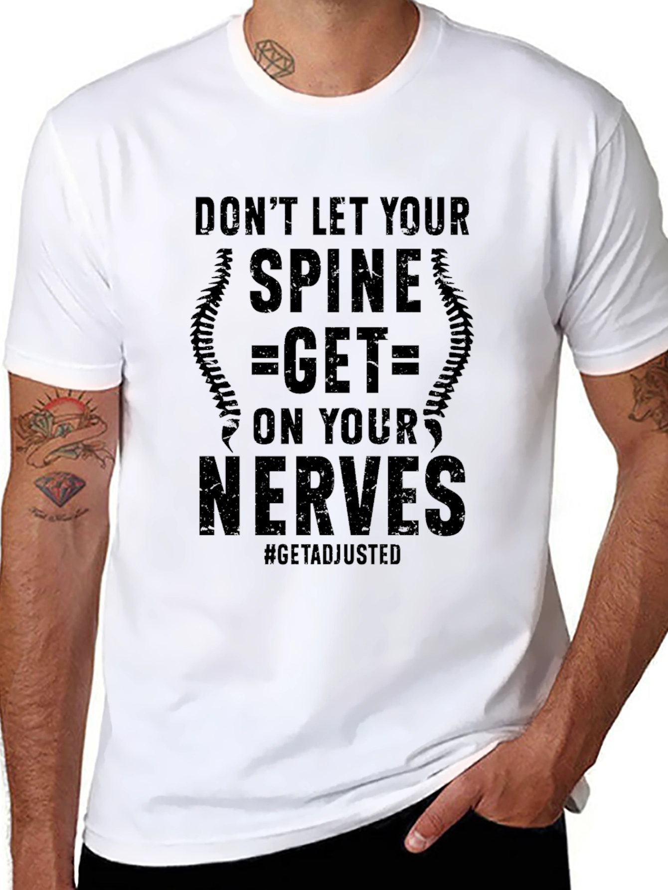 Spine Get On Your Nerves Black T-Shirt