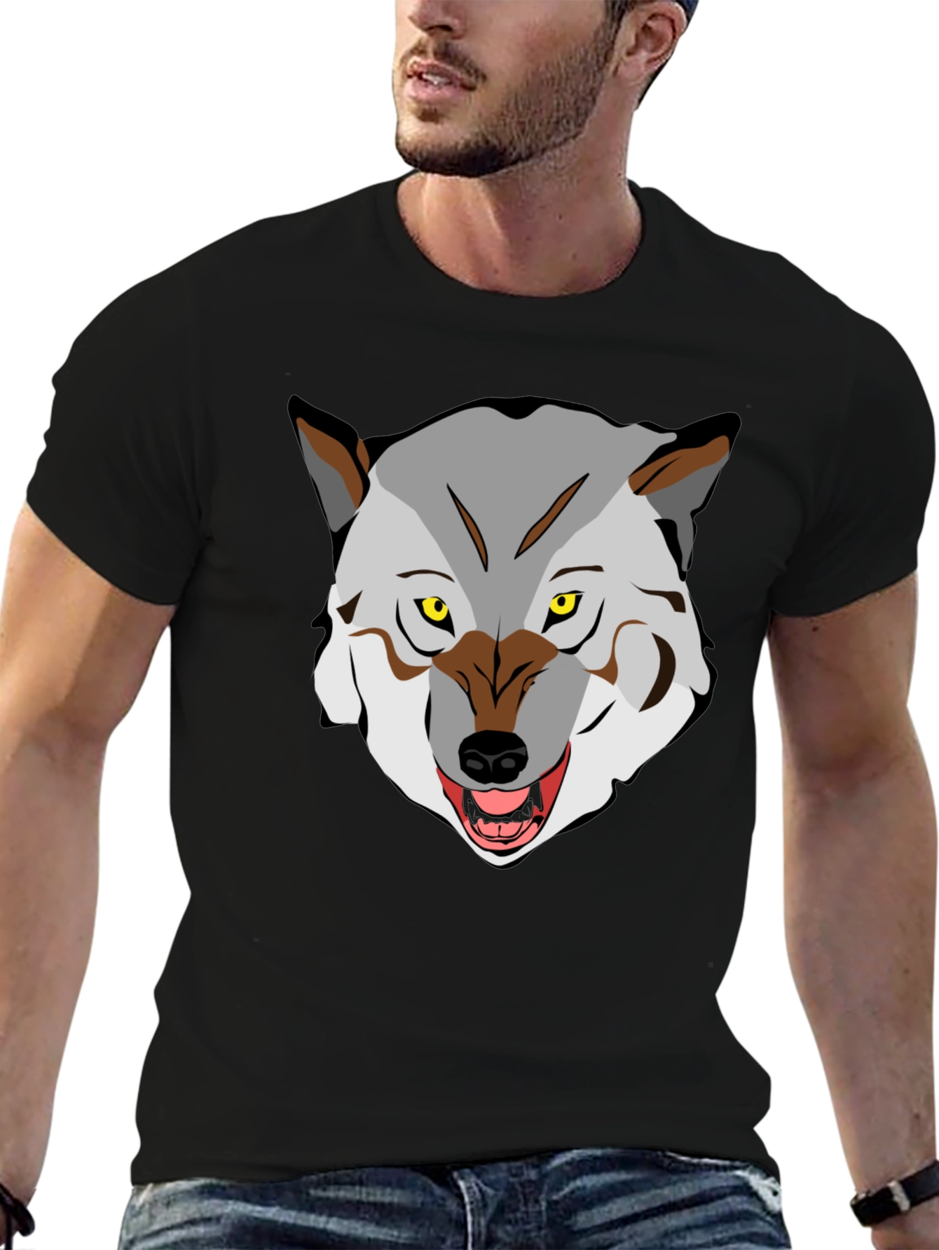 Wolf Graphic Tee - Fierce Animal Print Shirt